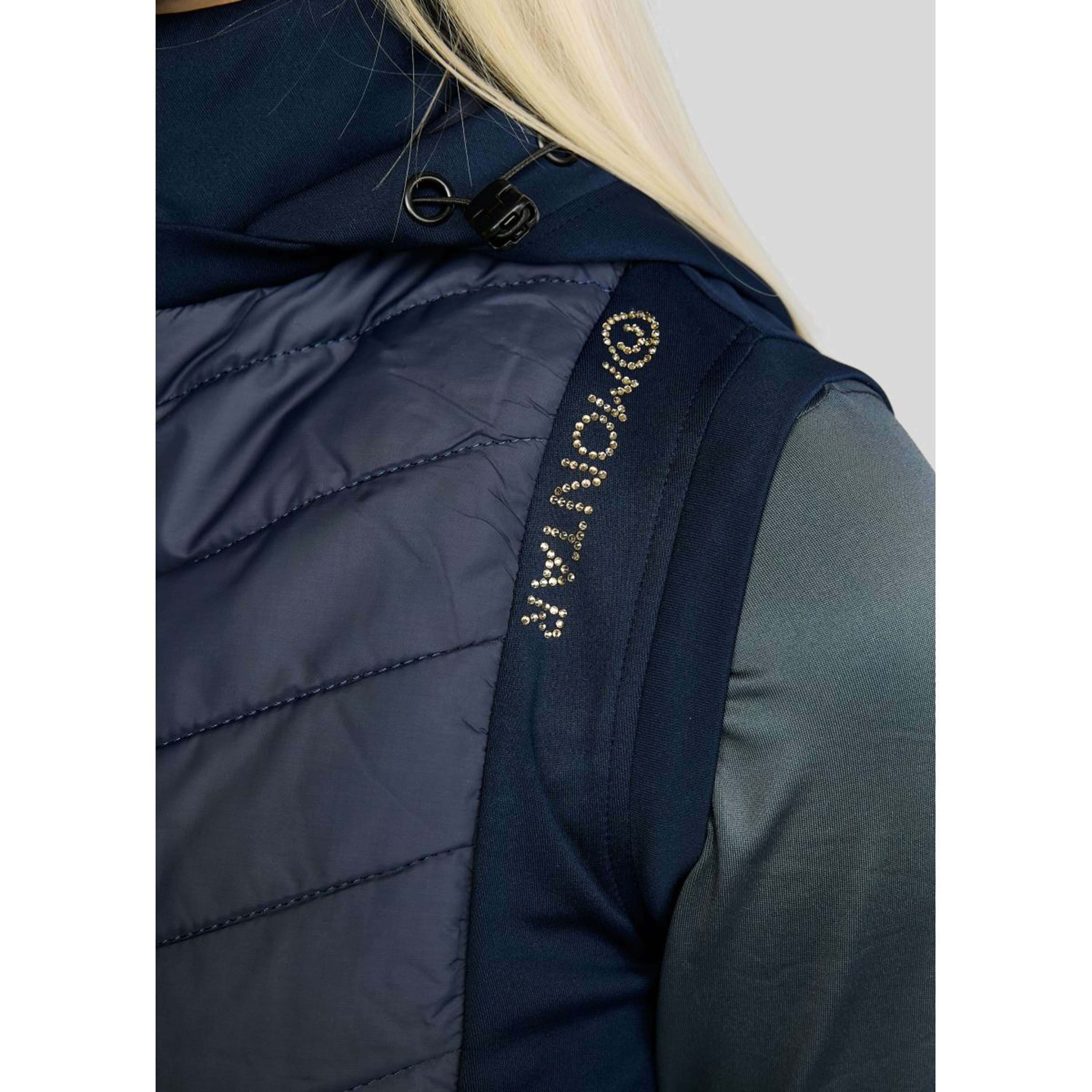 Montar Chaleco MoEverline Hybrid Detachable Hood Golden Quartz Crystals Navy