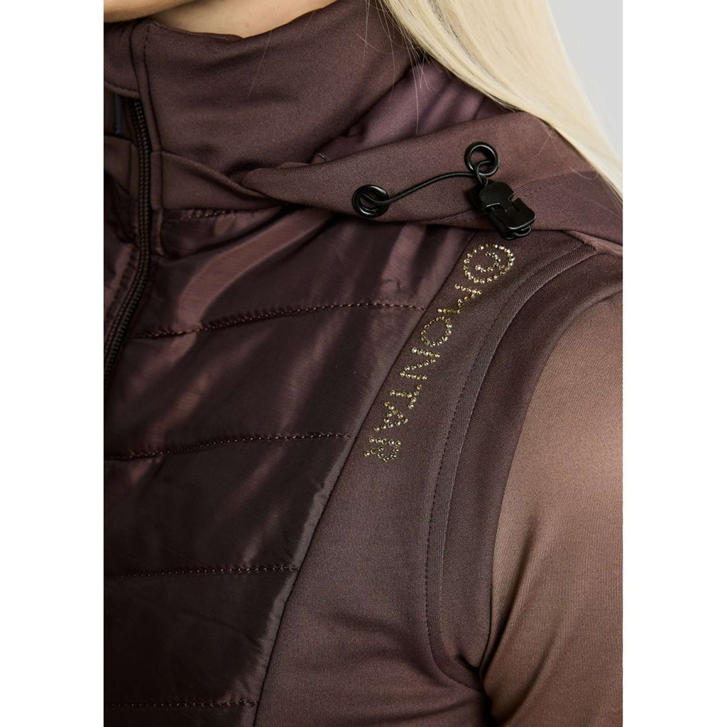 Montar Chaleco MoEverline Hybrid Detachable Hood Golden Quartz Crystals Black Peony