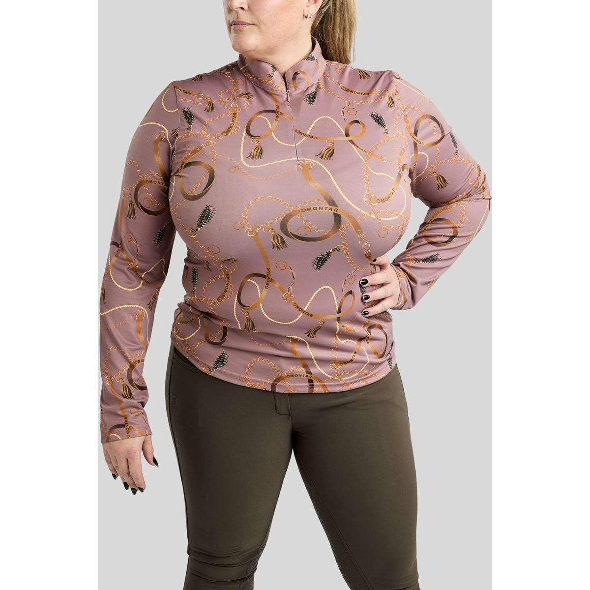 Montar Camiseta Haily Bridle Print Curve Mangas Largas Dusty Rose