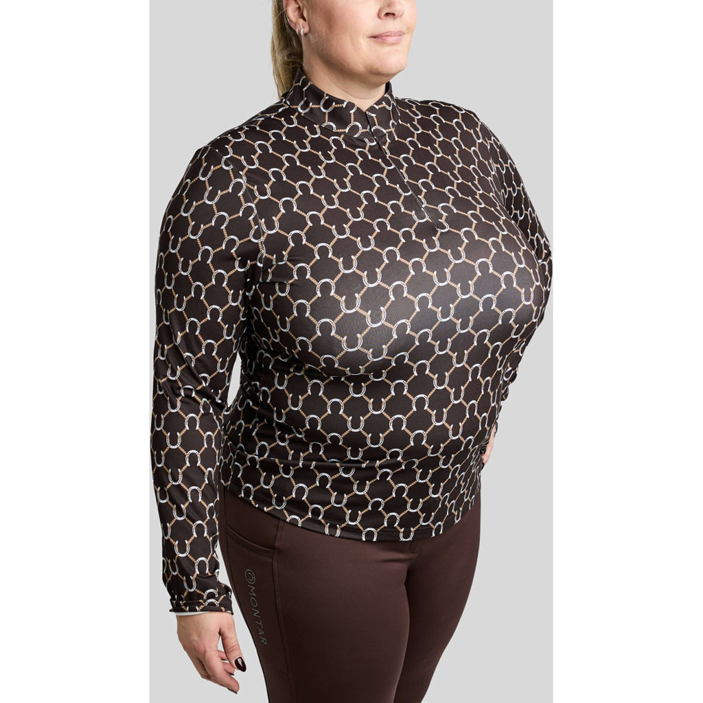 Montar Camiseta MoFreya AO Printed Curve Mangas Largas Marron
