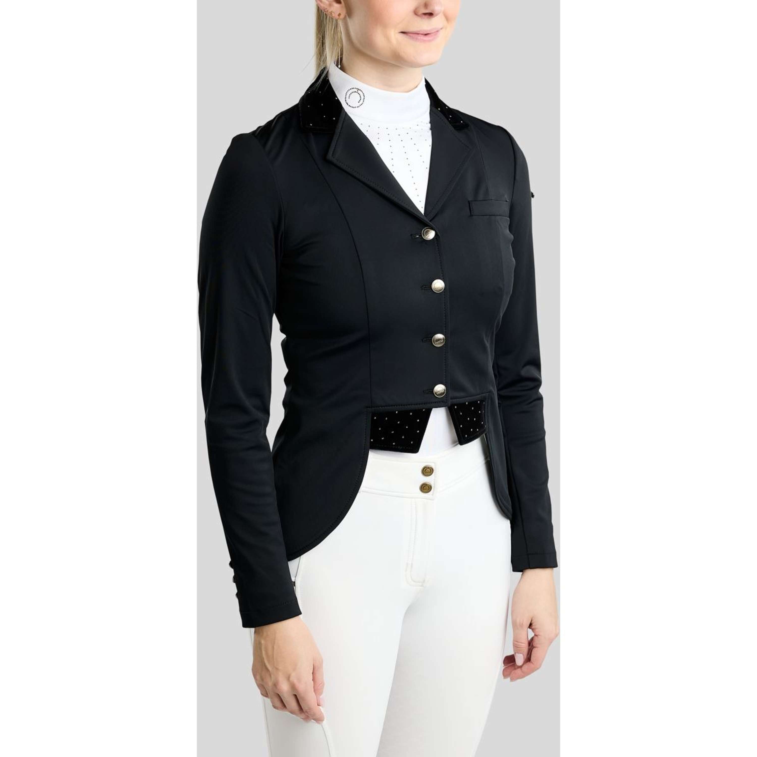 Montar Chaqueta de Competición MoValerie Short Velvet Details Golden Quartz Crystals Negro