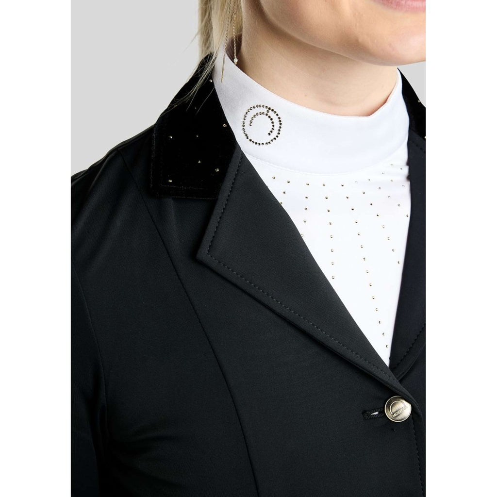 Montar Chaqueta de Competición MoValerie Short Velvet Details Golden Quartz Crystals Negro