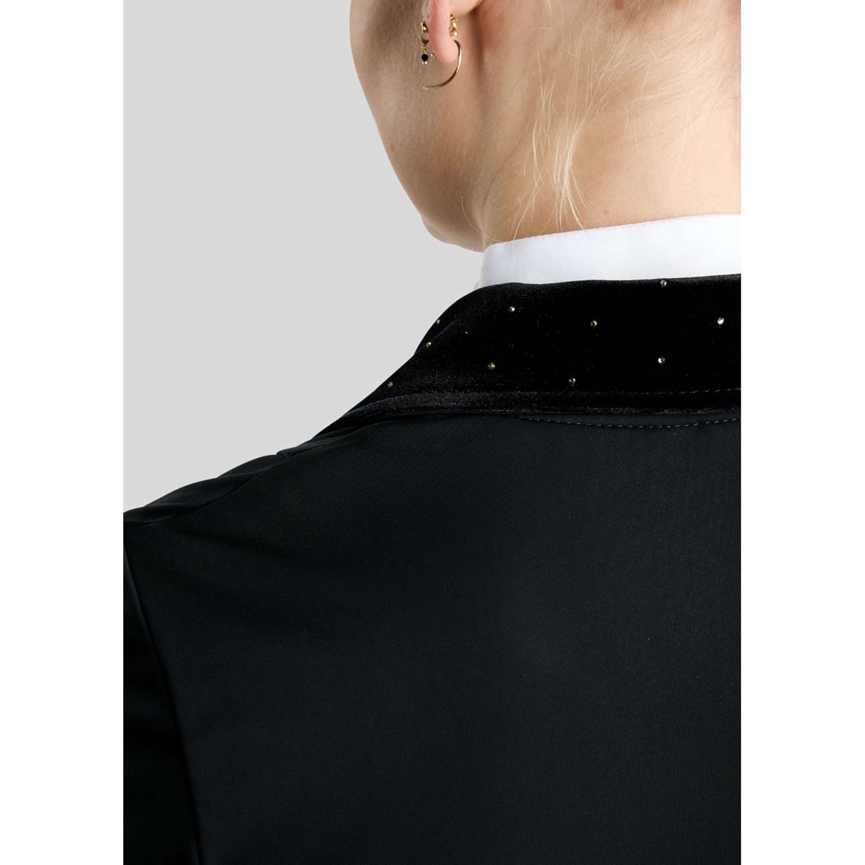 Montar Chaqueta de Competición MoValerie Short Velvet Details Golden Quartz Crystals Negro