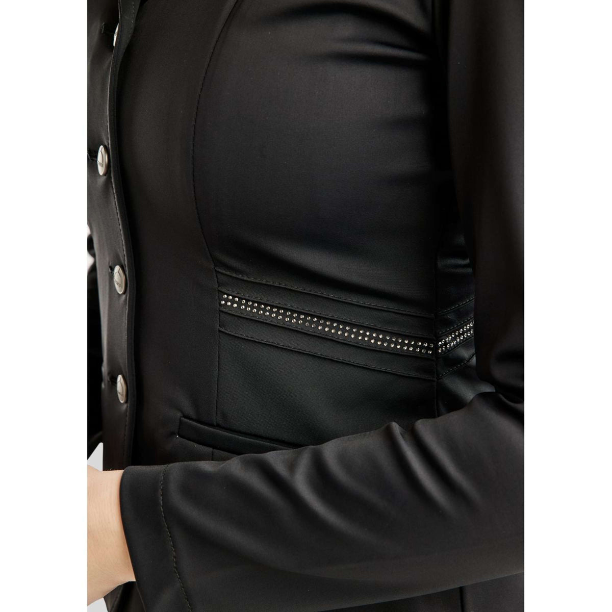 Montar Chaqueta de Competición MoPearl Pintucks Gun Metal Crystals Negro