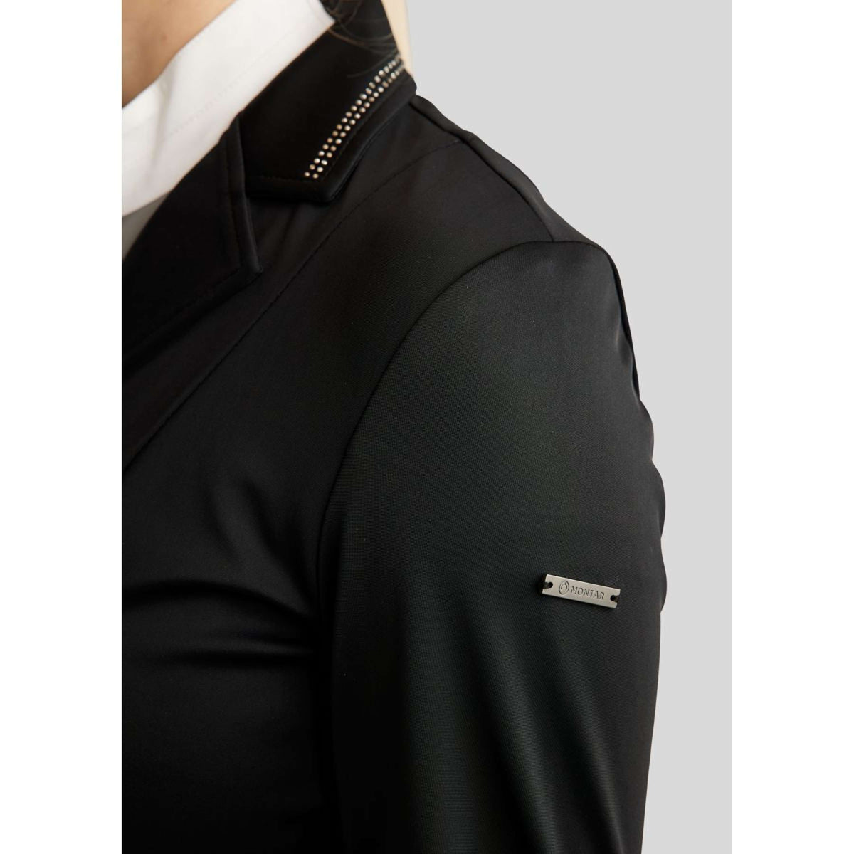 Montar Chaqueta de Competición MoPearl Pintucks Gun Metal Crystals Negro