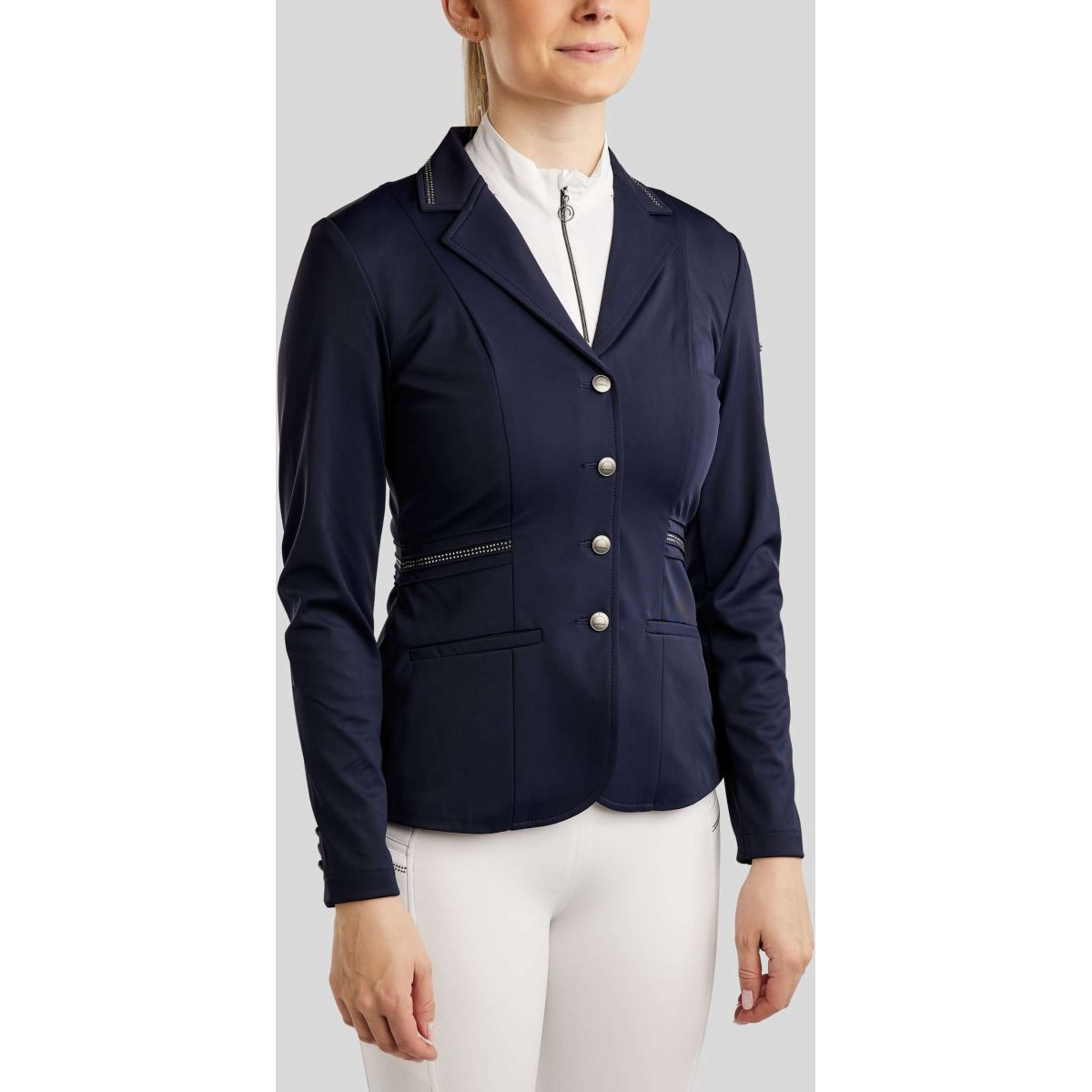 Montar Chaqueta de Competición MoPearl Pintucks Gun Metal Crystals Navy