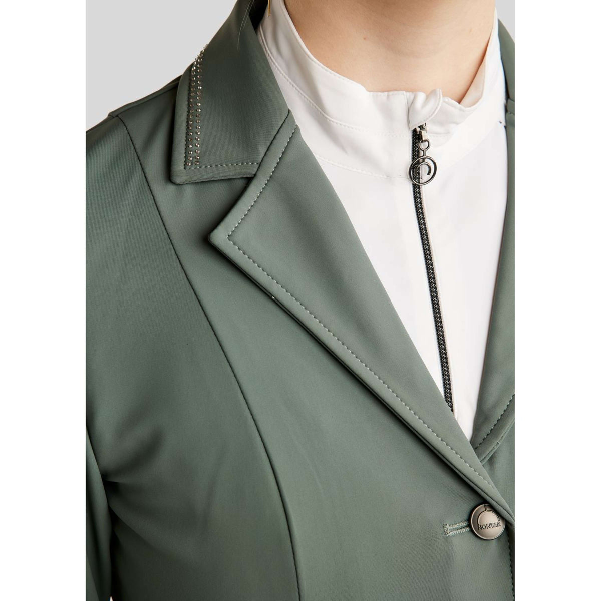 Montar Chaqueta de Competición MoPearl Pintucks Gun Metal Crystals Jade