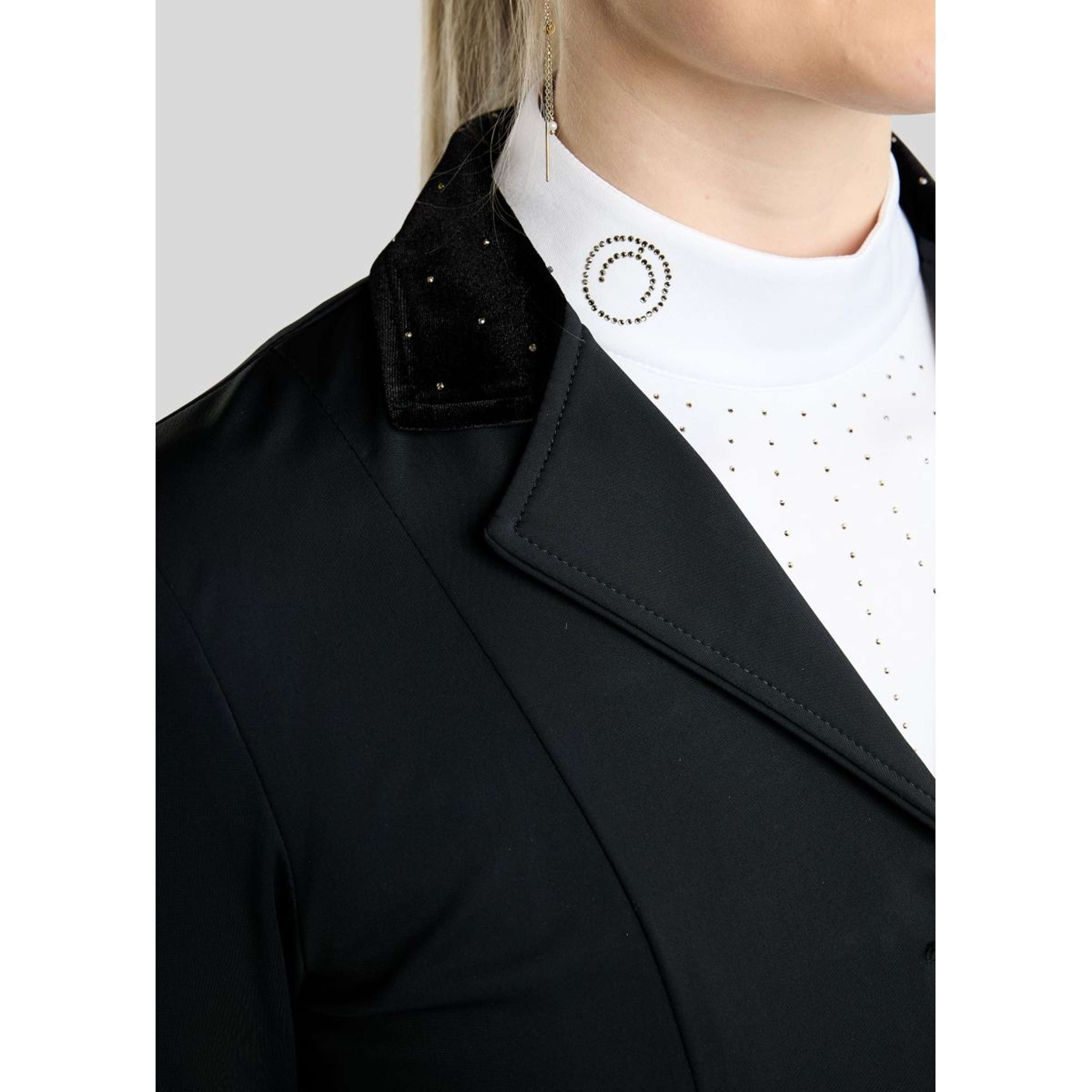 Montar Chaqueta de Competición MoValerie Velvet Details Golden Quartz Crystals Negro