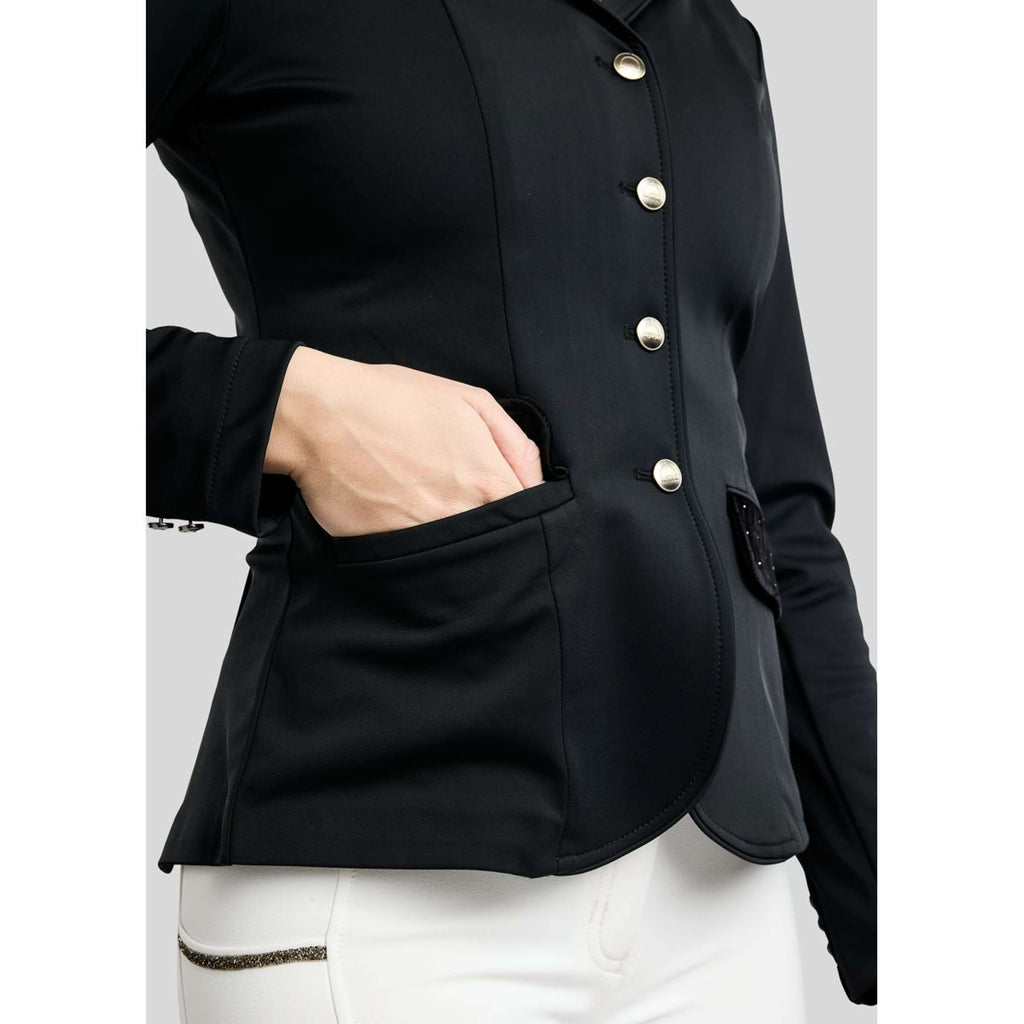 Montar Chaqueta de Competición MoValerie Velvet Details Golden Quartz Crystals Negro