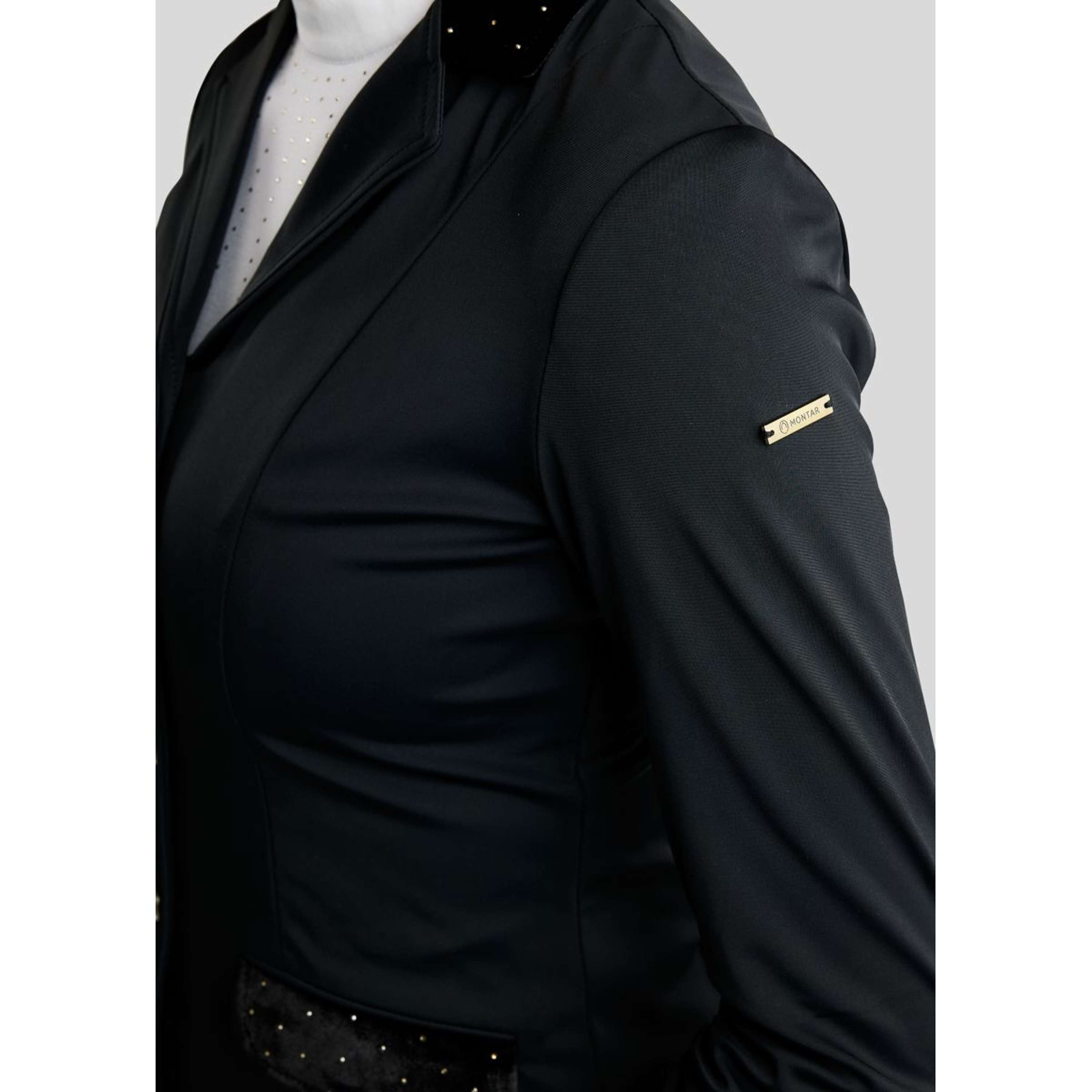 Montar Chaqueta de Competición MoValerie Velvet Details Golden Quartz Crystals Negro