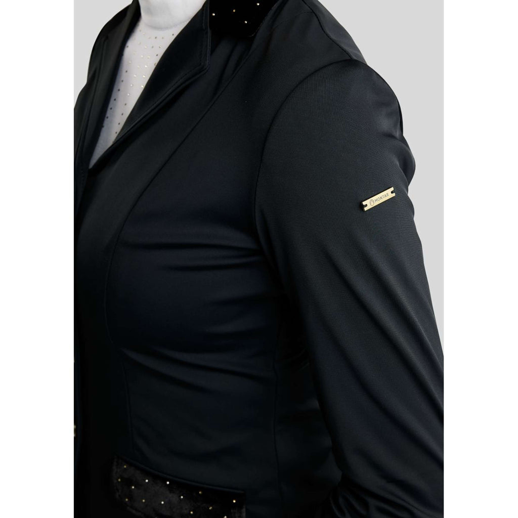 Montar Chaqueta de Competición MoValerie Velvet Details Golden Quartz Crystals Negro