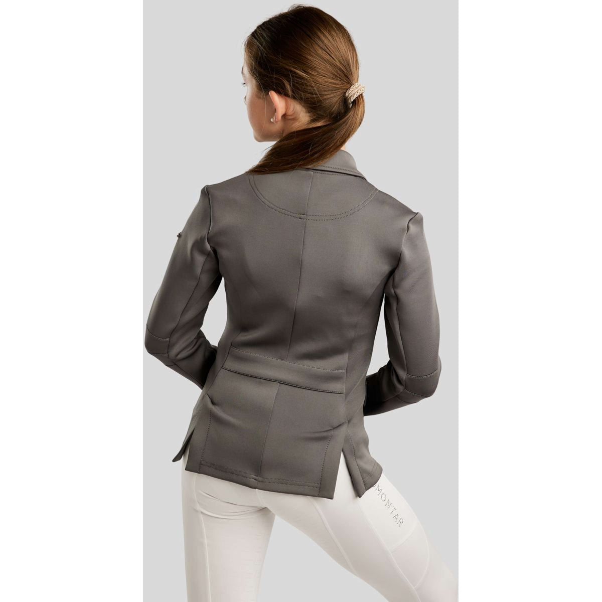 Montar Chaqueta de Competición MoPearl Pintucks Gun Metal Crystals Junior Gris