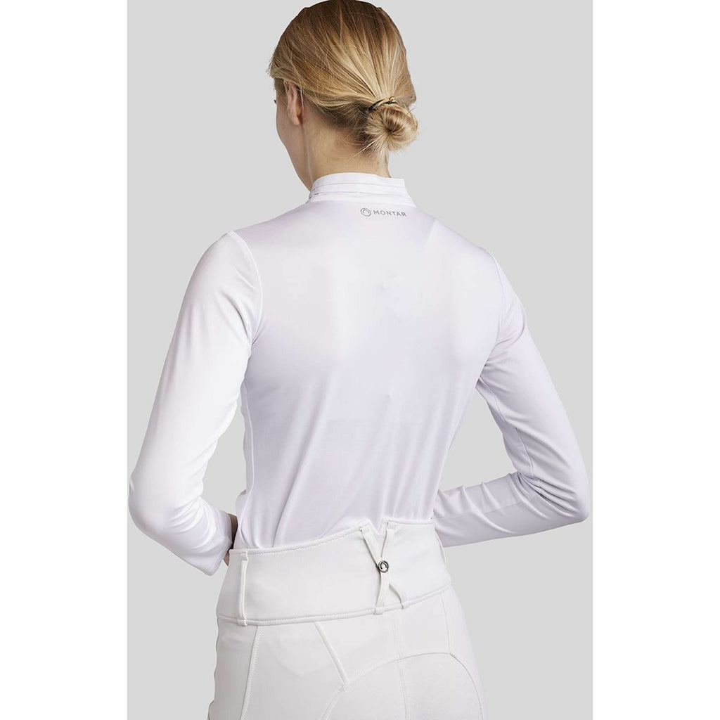 Montar Camiseta de Competición MoRosie Pintucks Mangas Largas Blanco