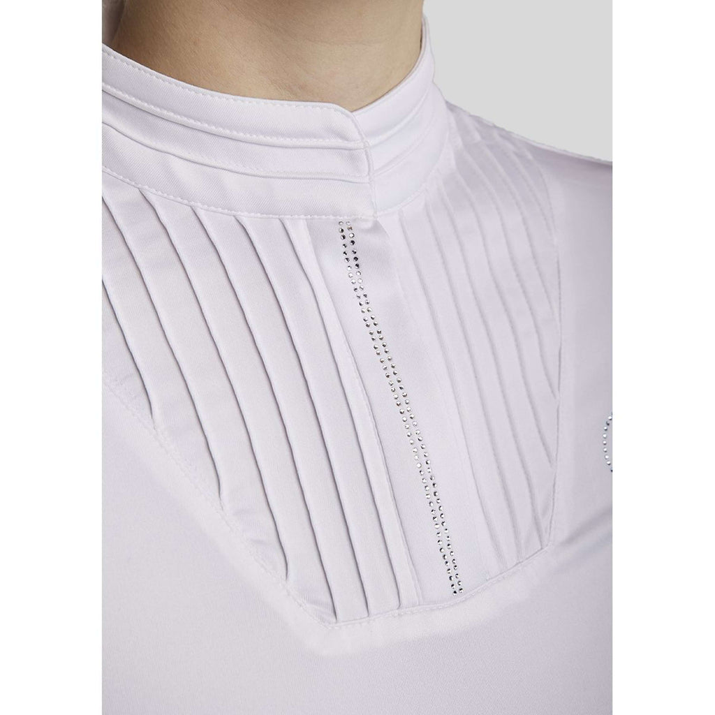 Montar Camiseta de Competición MoRosie Pintucks Mangas Largas Blanco