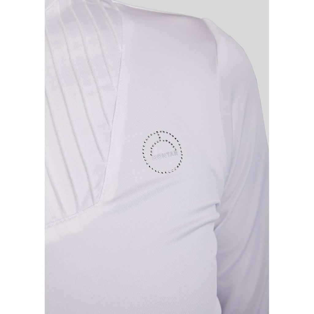 Montar Camiseta de Competición MoRosie Pintucks Mangas Largas Blanco