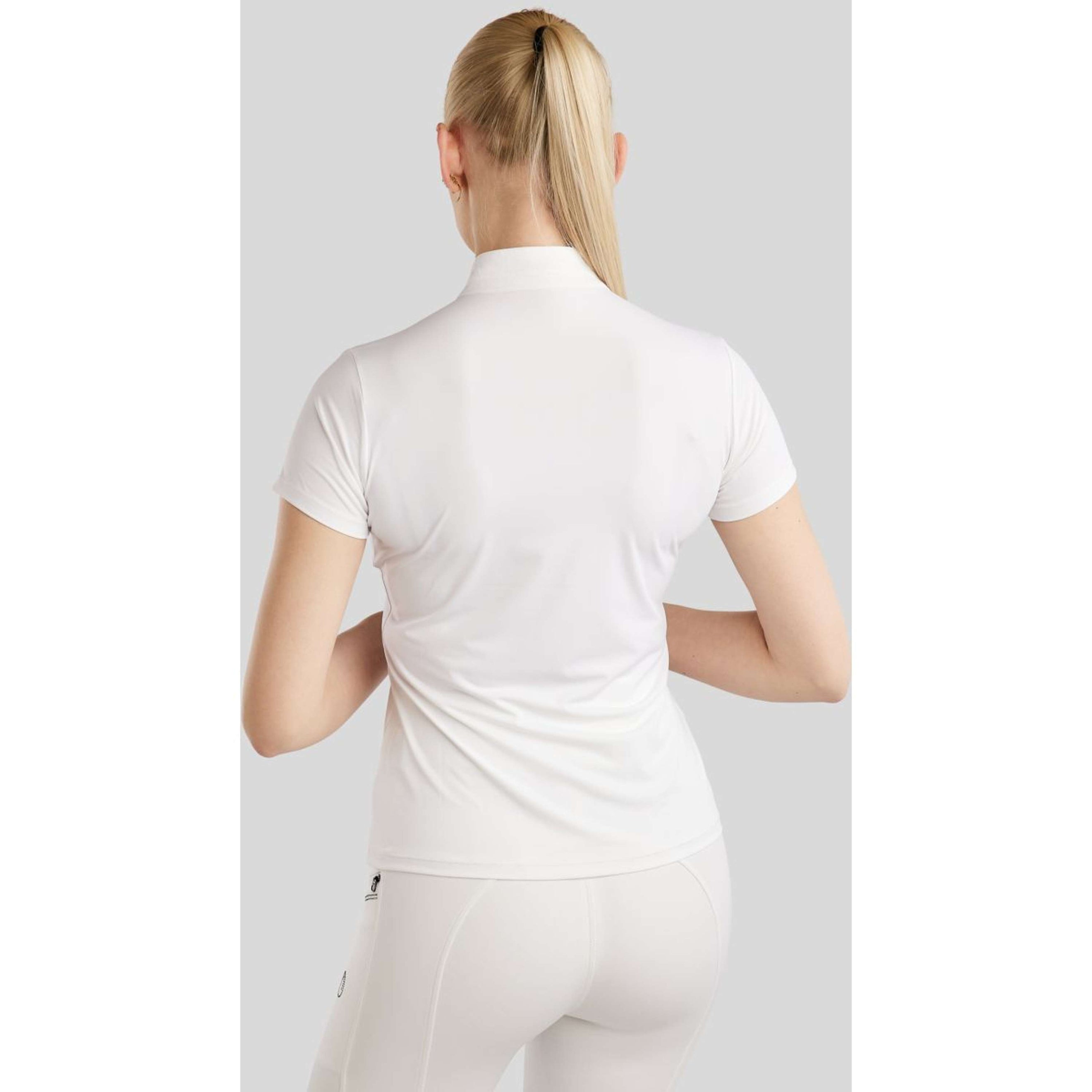 Montar Camiseta de Competición MoPearl Pintucks Gun Metal Crystals Blanco