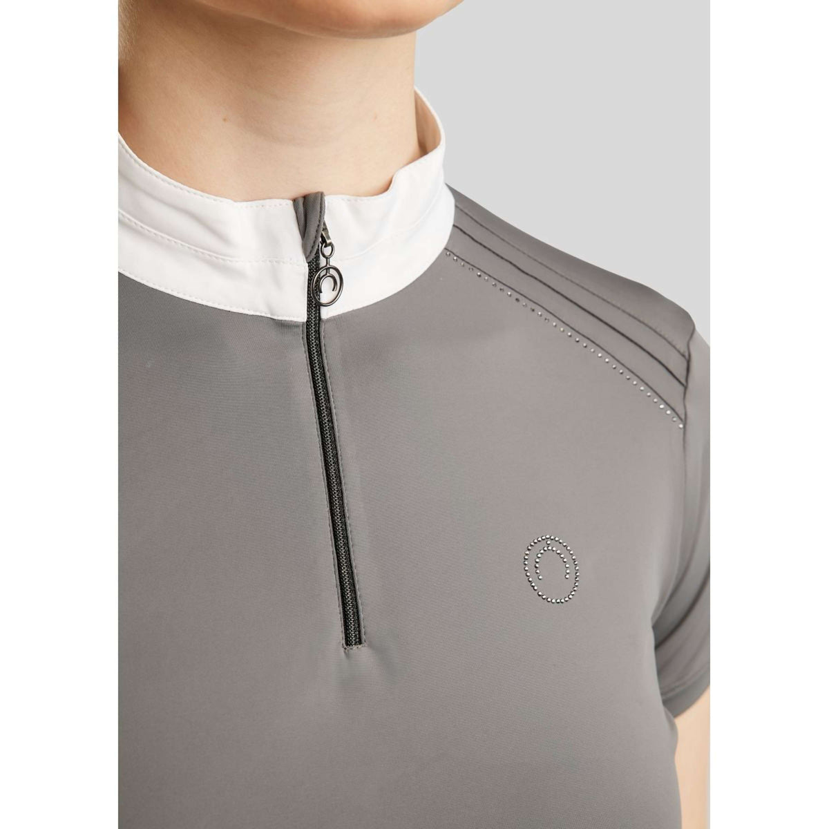 Montar Camiseta de Competición MoPearl Pintucks Gun Metal Crystals Gris