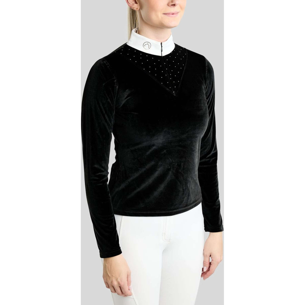 Montar Camiseta de Competición MoValerie Velvet Golden Quartz Crystals Mangas Largas Negro