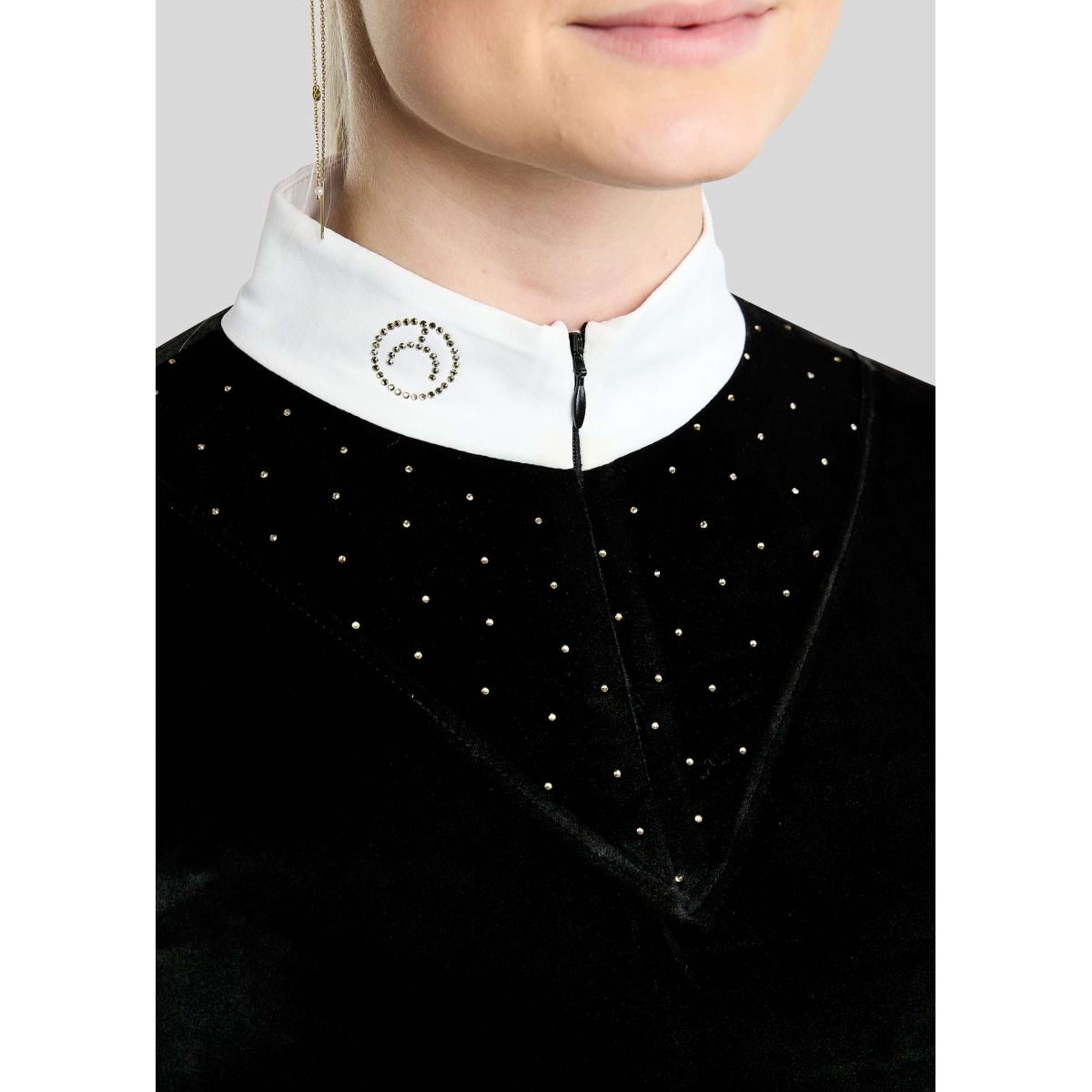 Montar Camiseta de Competición MoValerie Velvet Golden Quartz Crystals Mangas Largas Negro