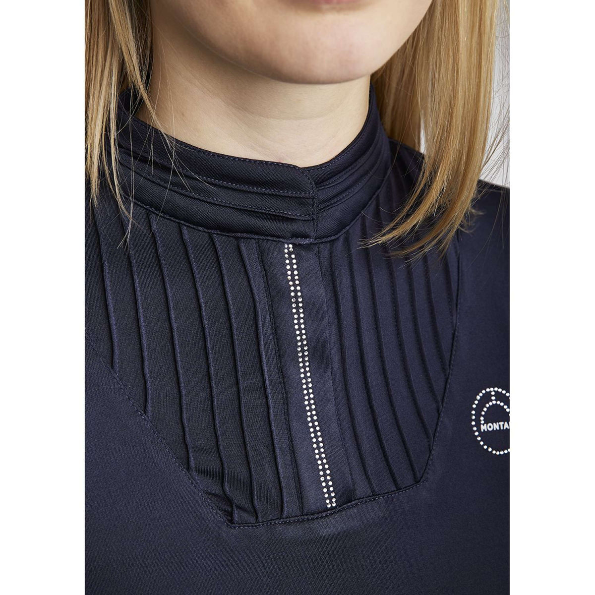 Montar Shirt MoRosie Pintucks Crystals Mangas Largas Dark Navy