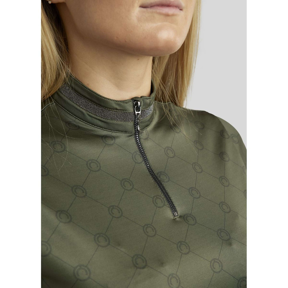 Montar Shirt MoAvina Monogram Caviar Crystal Deco Mangas Largas Pine Green