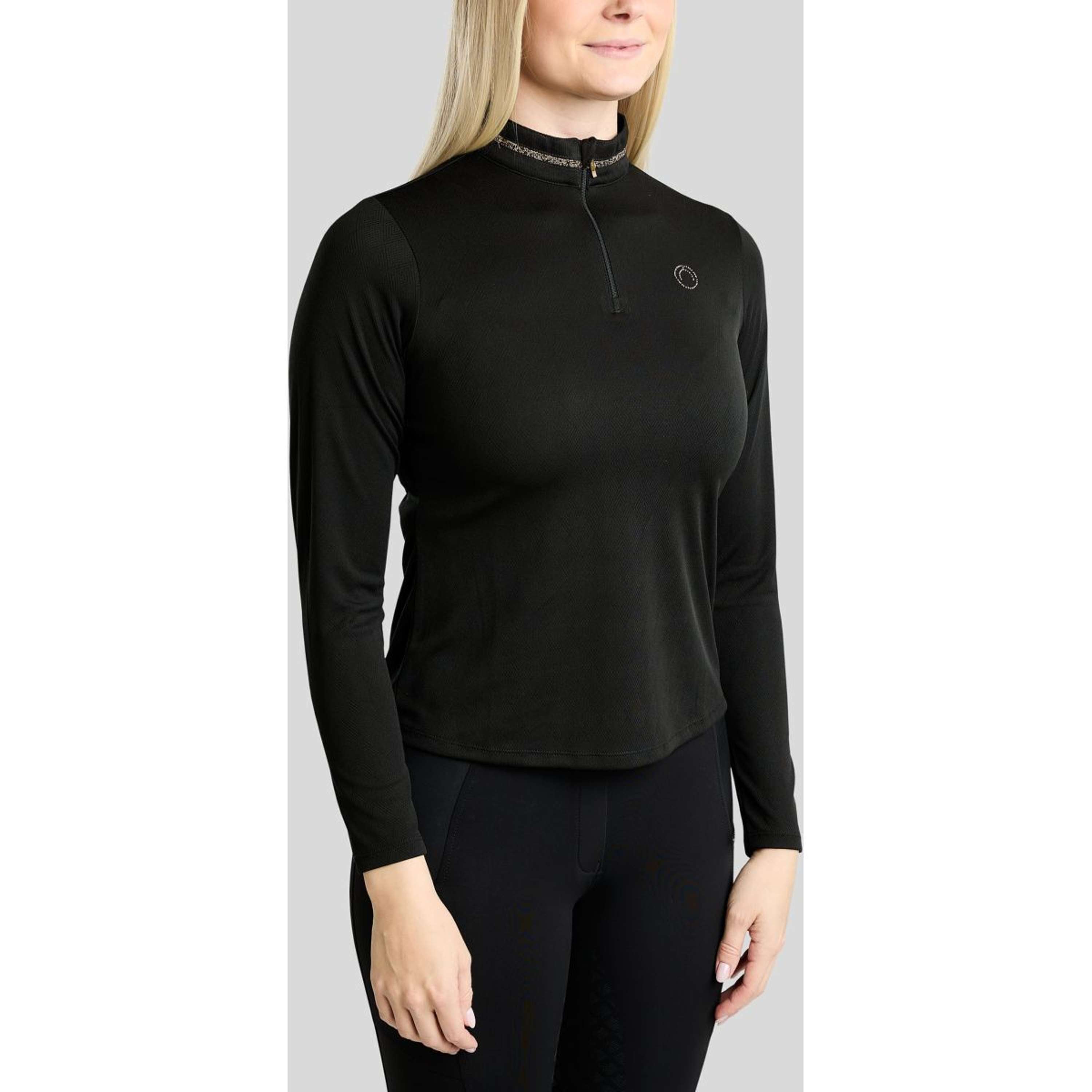 Montar Camiseta MoEkta Jacquard Pattern Golden Quartz Mangas Largas Negro
