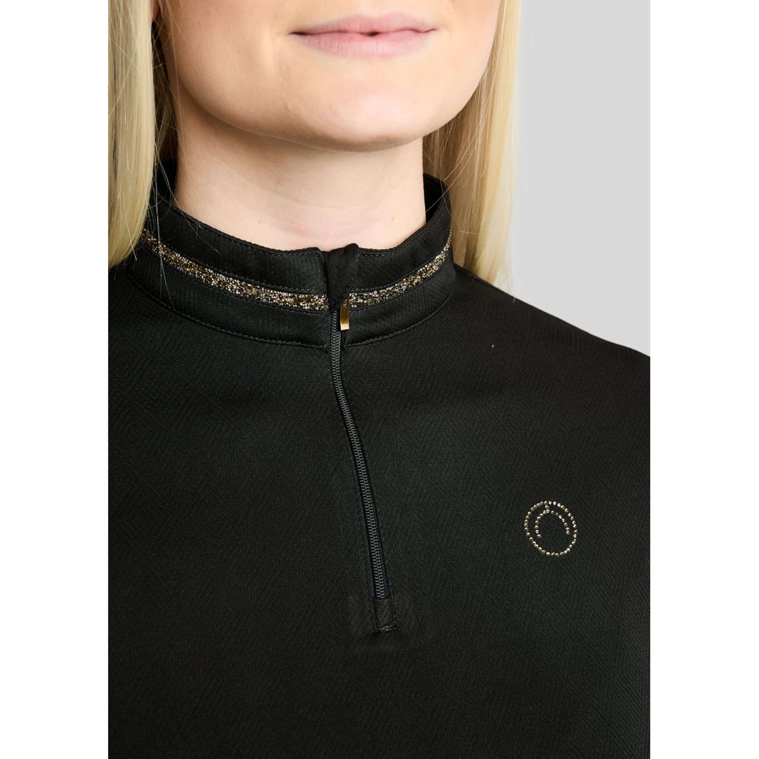 Montar Camiseta MoEkta Jacquard Pattern Golden Quartz Mangas Largas Negro