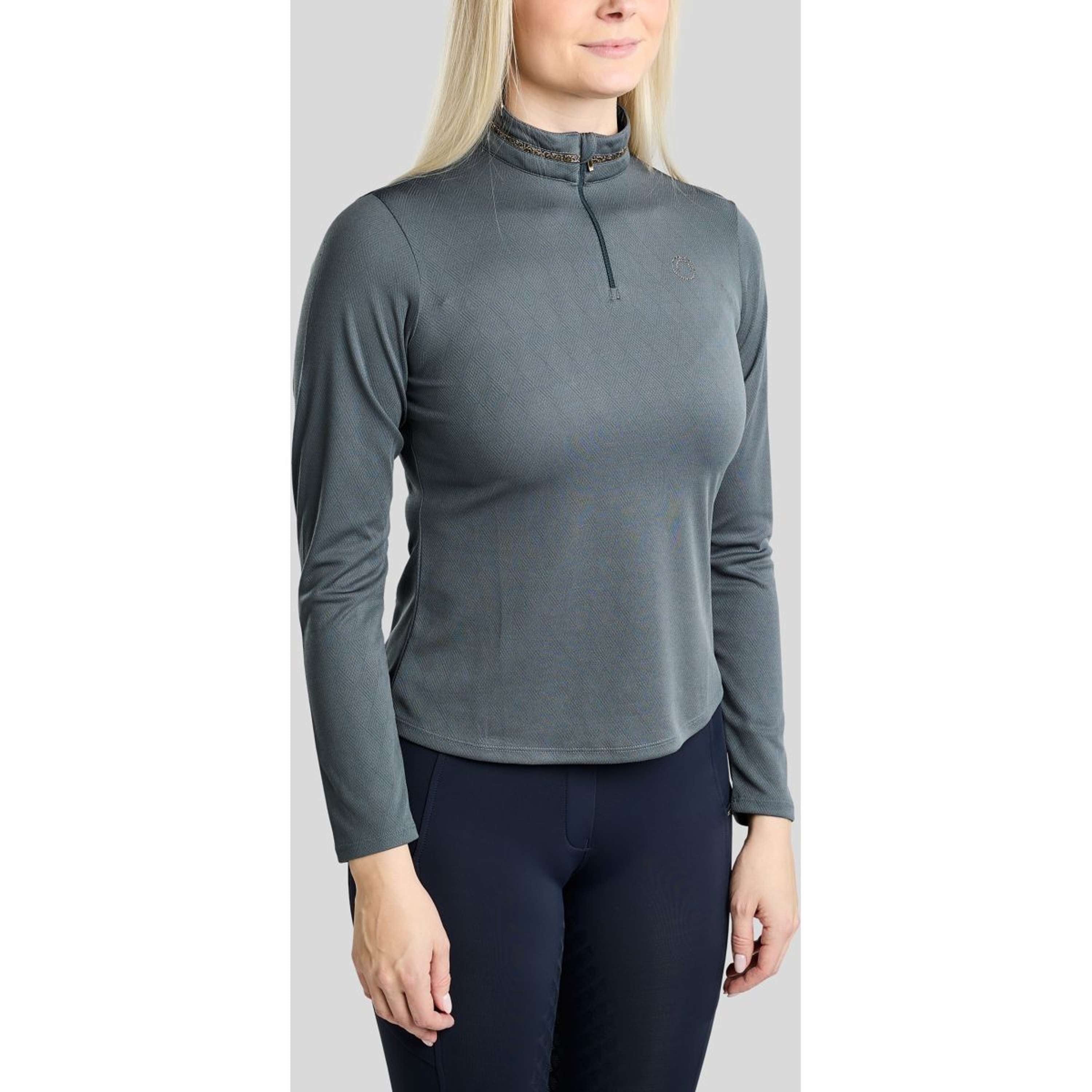 Montar Camiseta MoEkta Jacquard Pattern Golden Quartz Mangas Largas Dark Slate