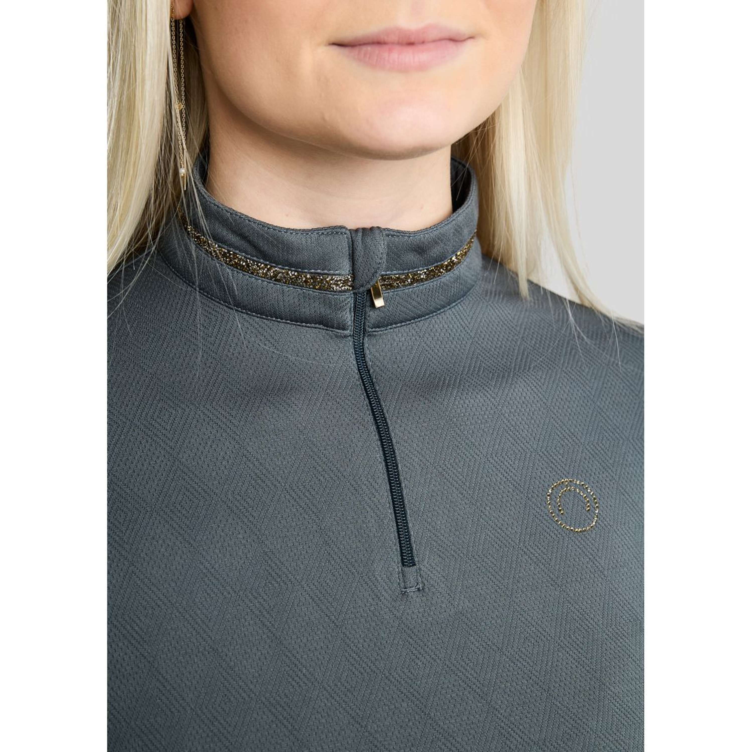 Montar Camiseta MoEkta Jacquard Pattern Golden Quartz Mangas Largas Dark Slate
