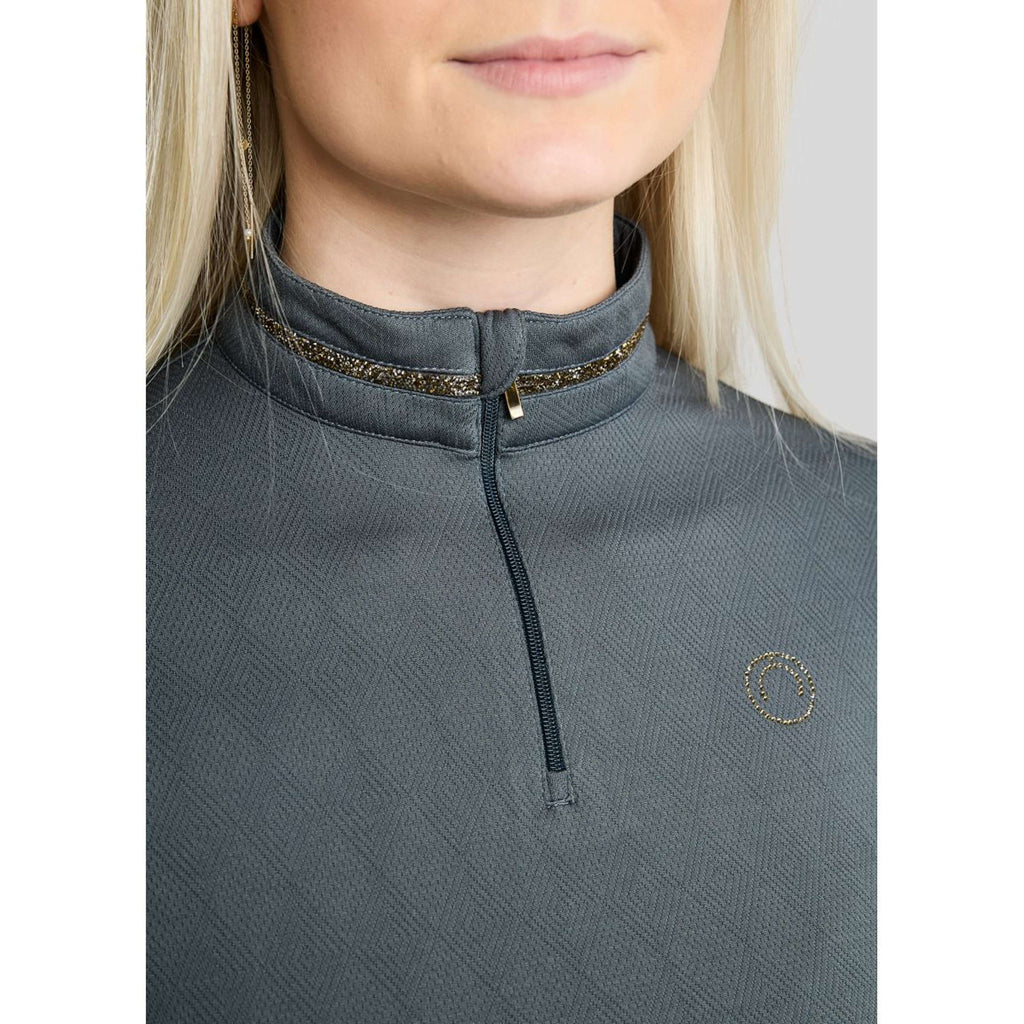 Montar Camiseta MoEkta Jacquard Pattern Golden Quartz Mangas Largas Dark Slate