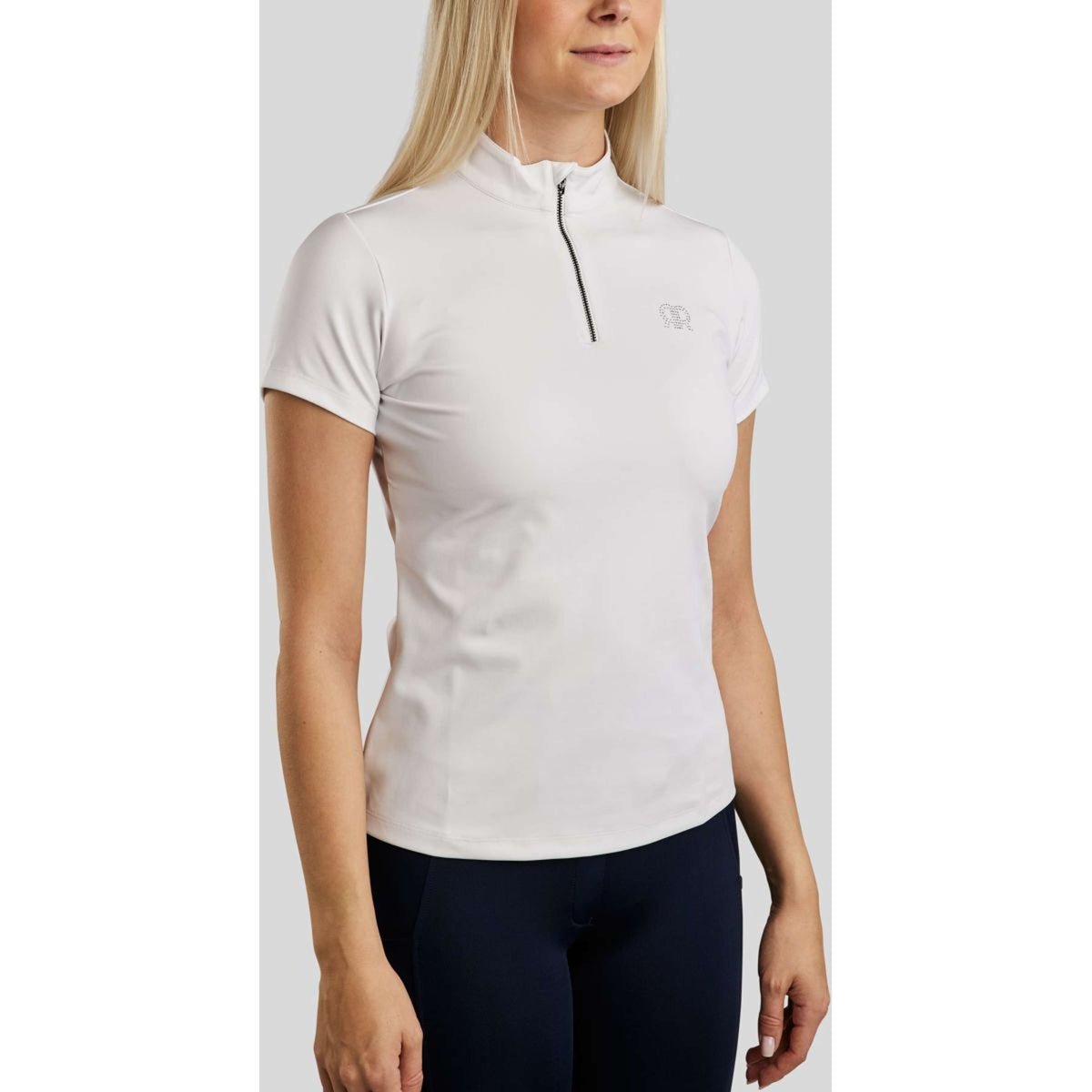 Rebel T-Shirt Tone in Tone Crystals Blanco