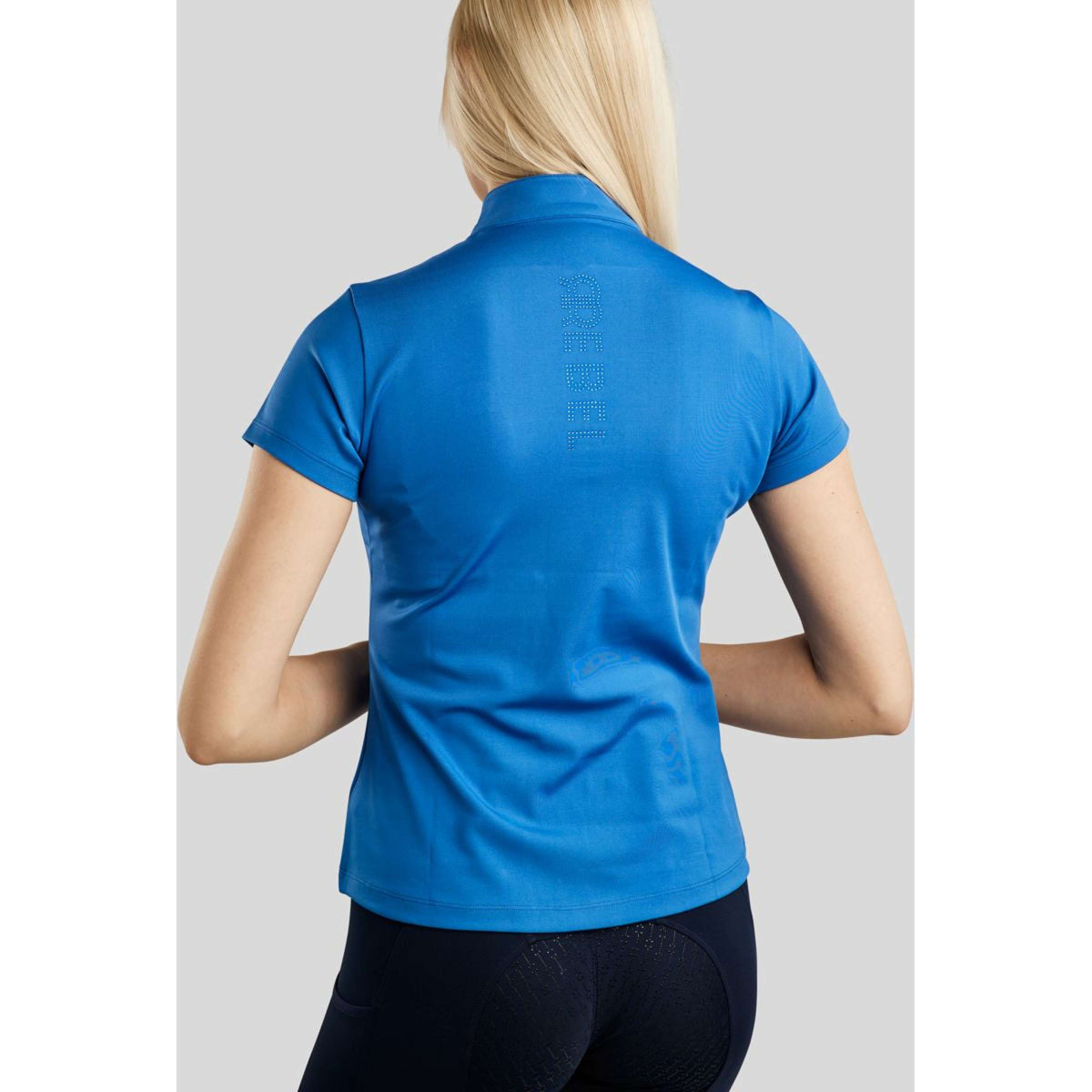 Rebel T-Shirt Tone in Tone Crystals Azul fuerte