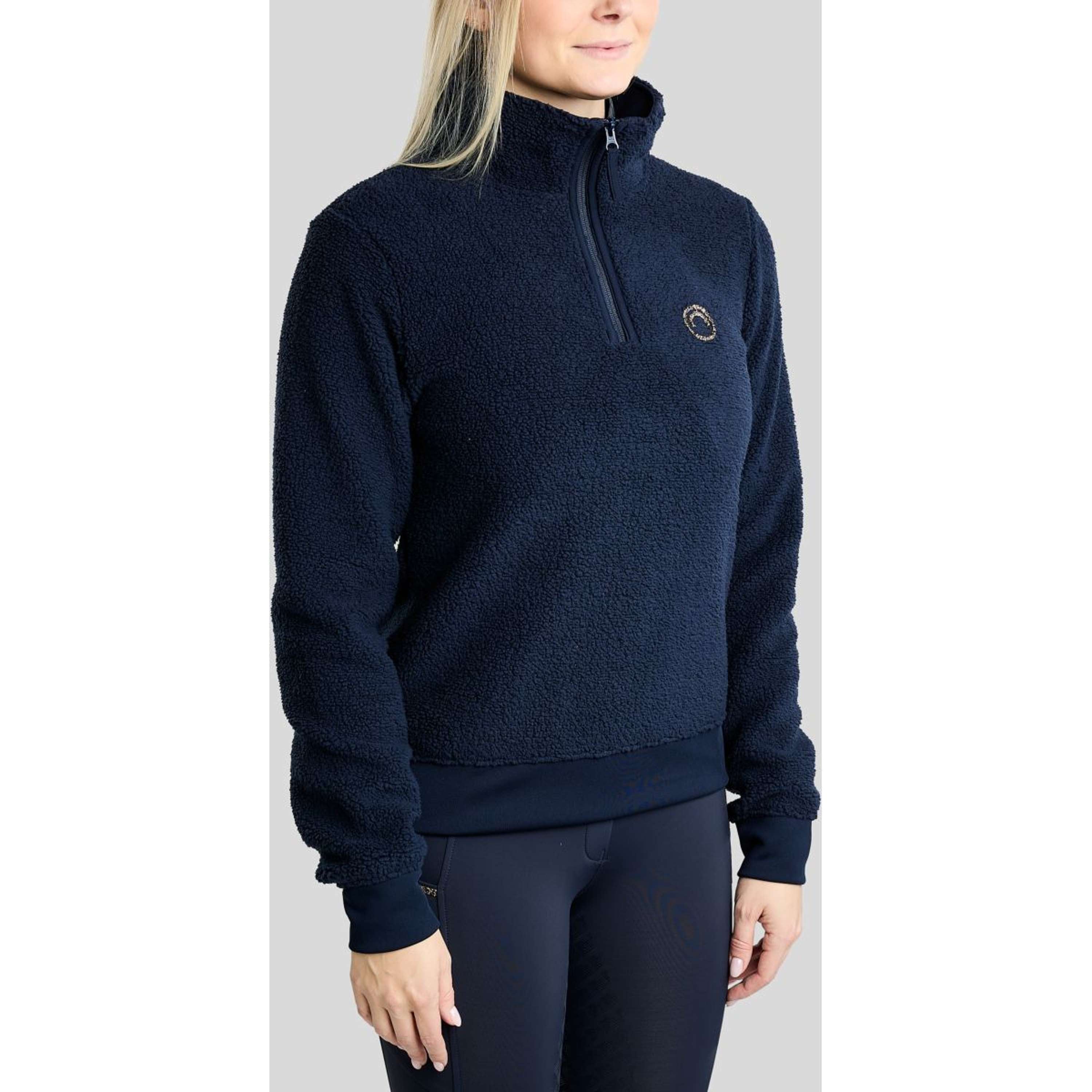 Montar Suéter MoEbba Q-Zip Teddy Pile Golden Quartz Navy