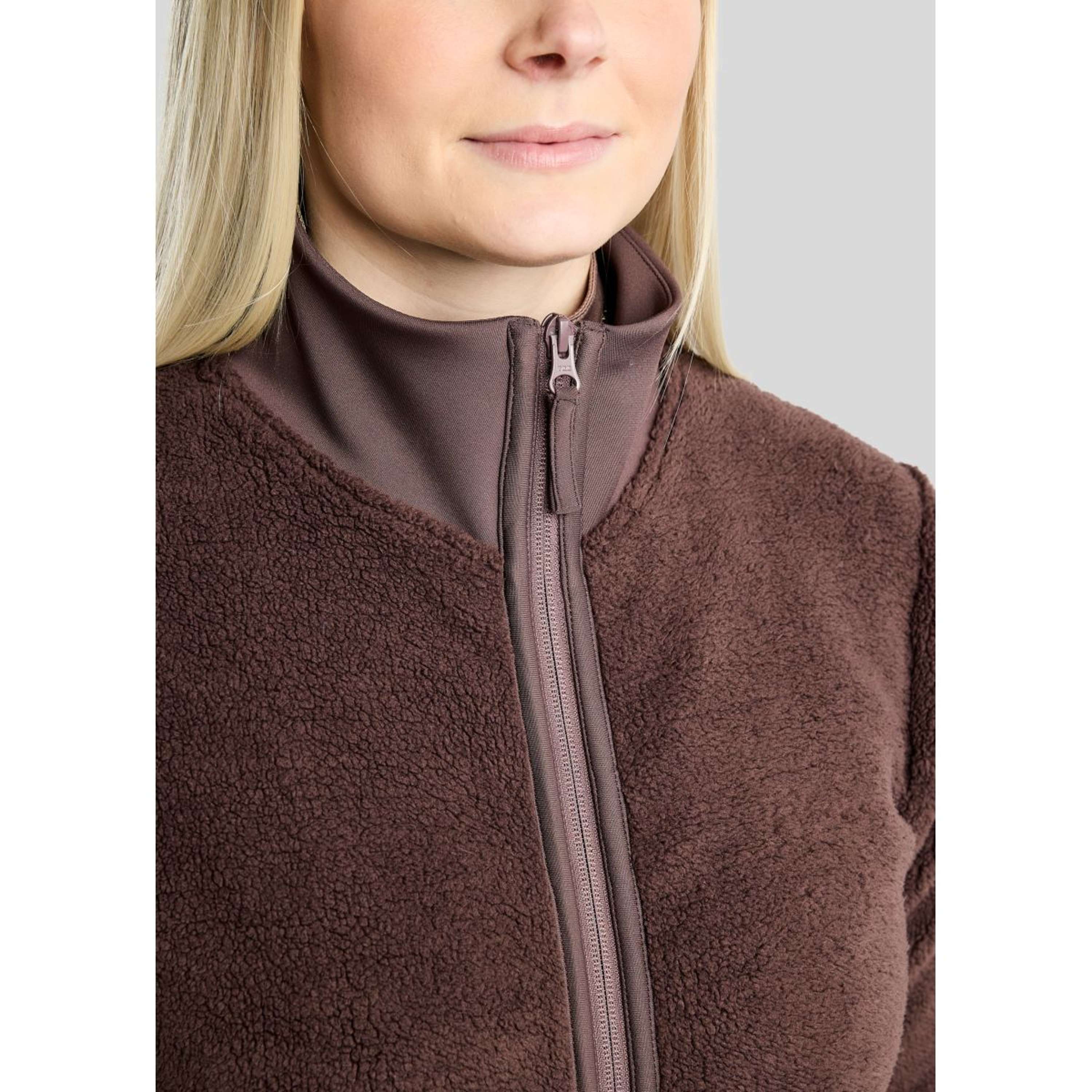 Montar Sudadera con capucha y cremallera MoEbba Teddy Pile Golden Quartz Black Peony