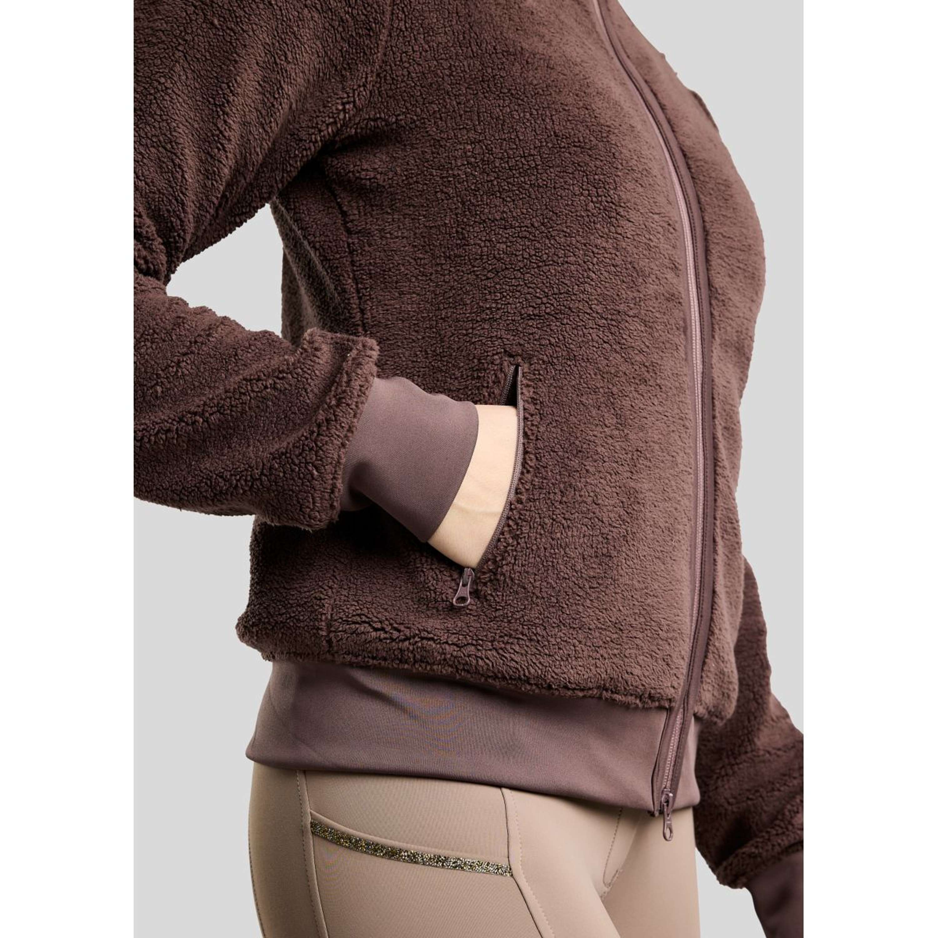 Montar Sudadera con capucha y cremallera MoEbba Teddy Pile Golden Quartz Black Peony