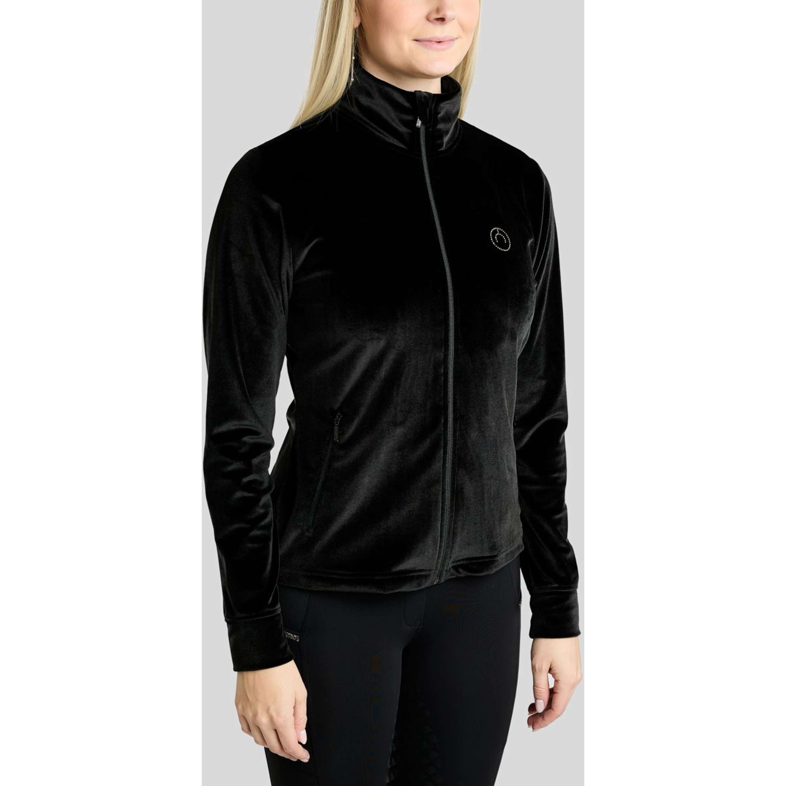 Montar Sudadera con capucha y cremallera MoValerie Velvet Golden Quartz Crystals Negro