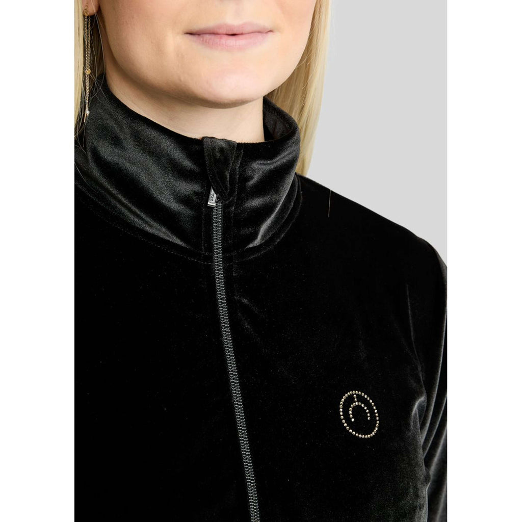 Montar Sudadera con capucha y cremallera MoValerie Velvet Golden Quartz Crystals Negro