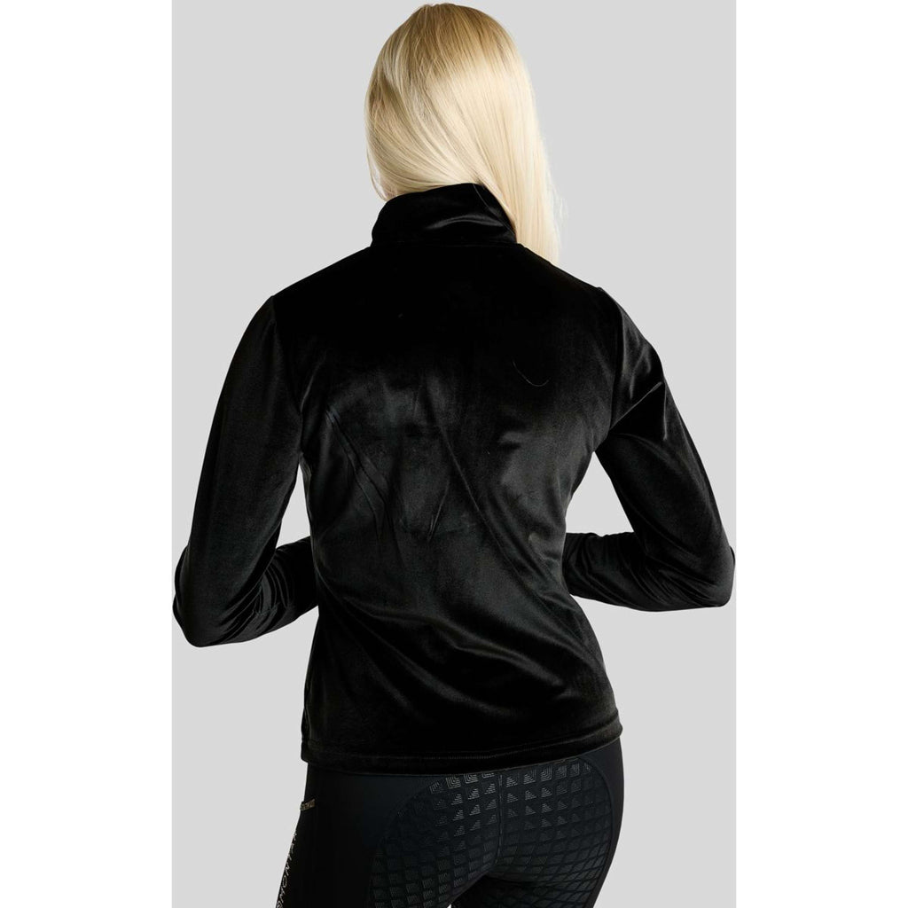 Montar Sudadera con capucha y cremallera MoValerie Velvet Golden Quartz Crystals Negro