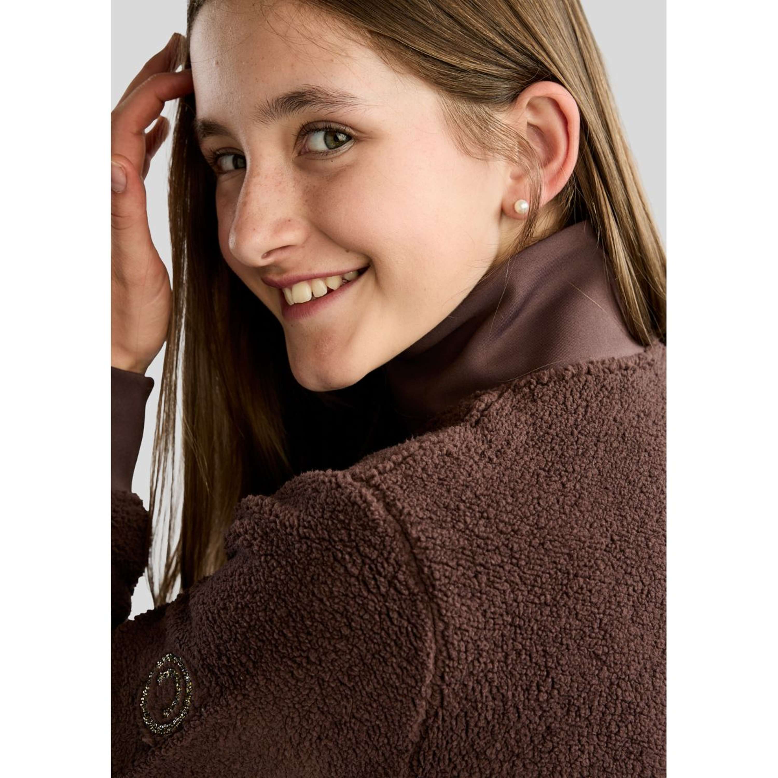 Montar Sudadera con capucha y cremallera MoEbba Teddy Pile Golden Quartz Kids Black Peony