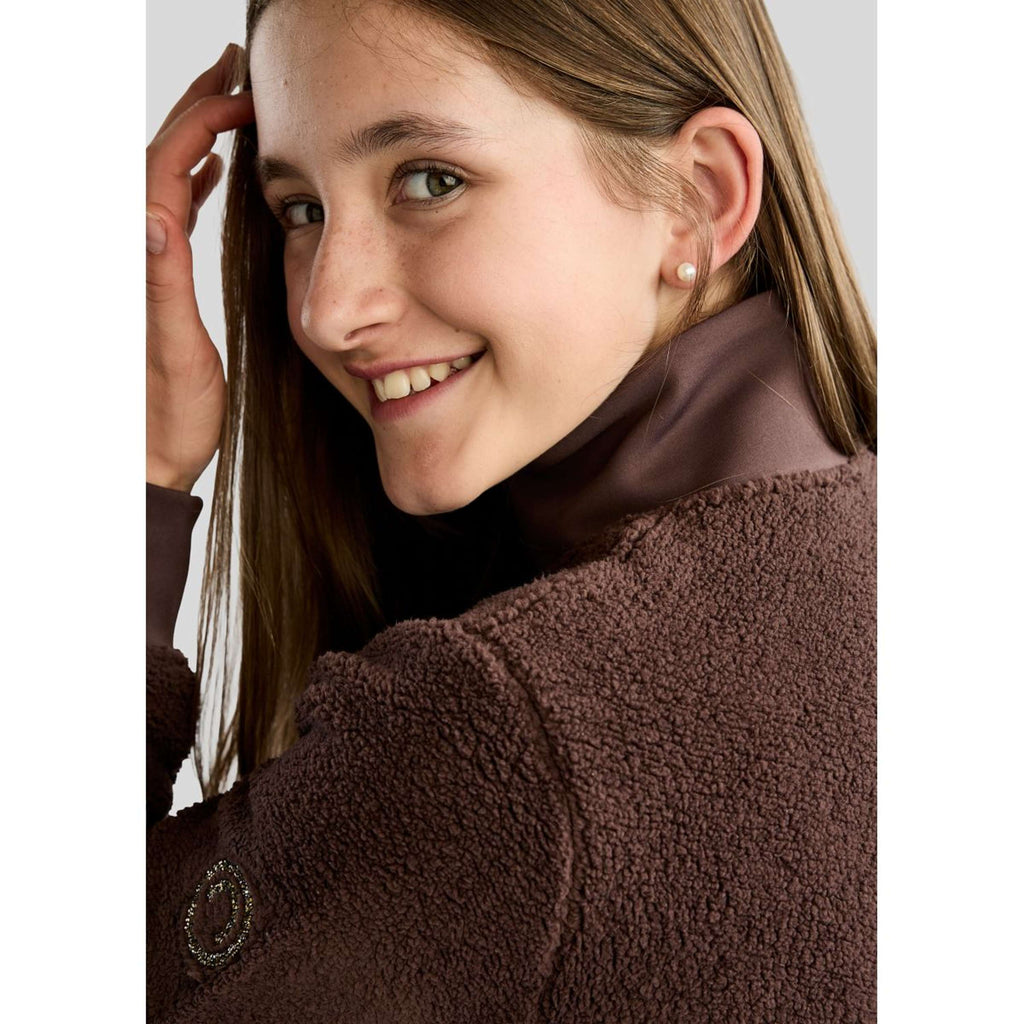 Montar Sudadera con capucha y cremallera MoEbba Teddy Pile Golden Quartz Kids Black Peony