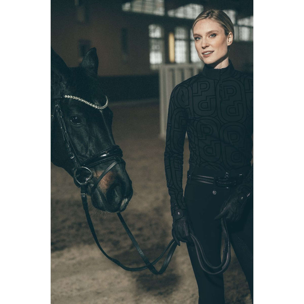 Pikeur Camiseta Zip Print Selection AW26 Mangas Largas Negro