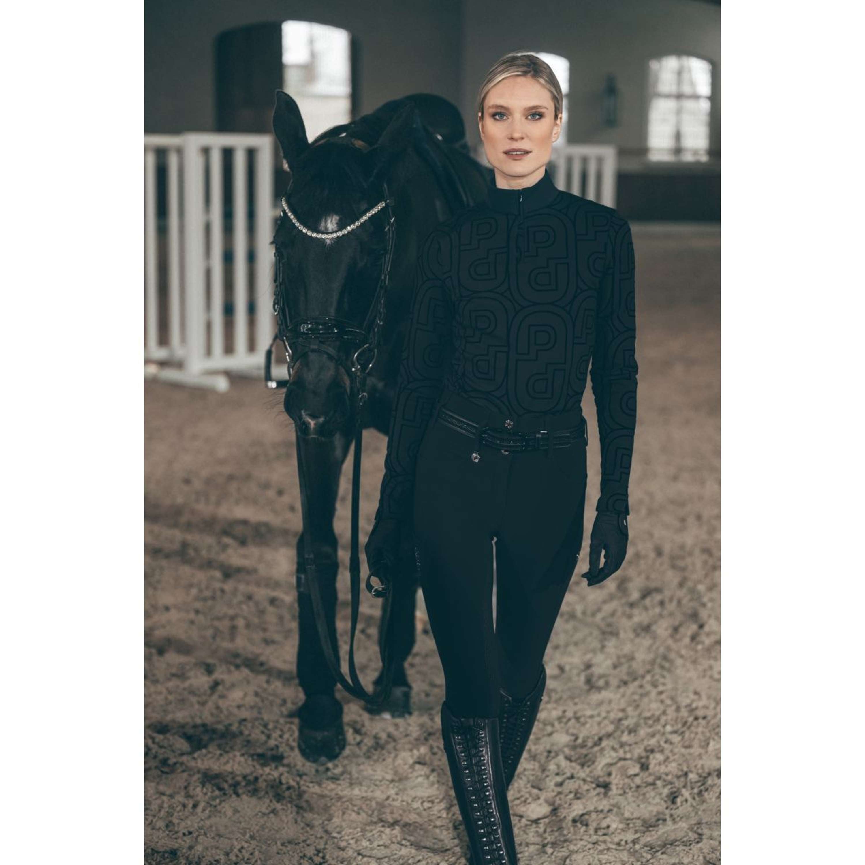 Pikeur Camiseta Zip Print Selection AW26 Mangas Largas Negro
