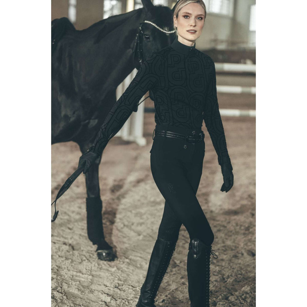 Pikeur Camiseta Zip Print Selection AW26 Mangas Largas Negro