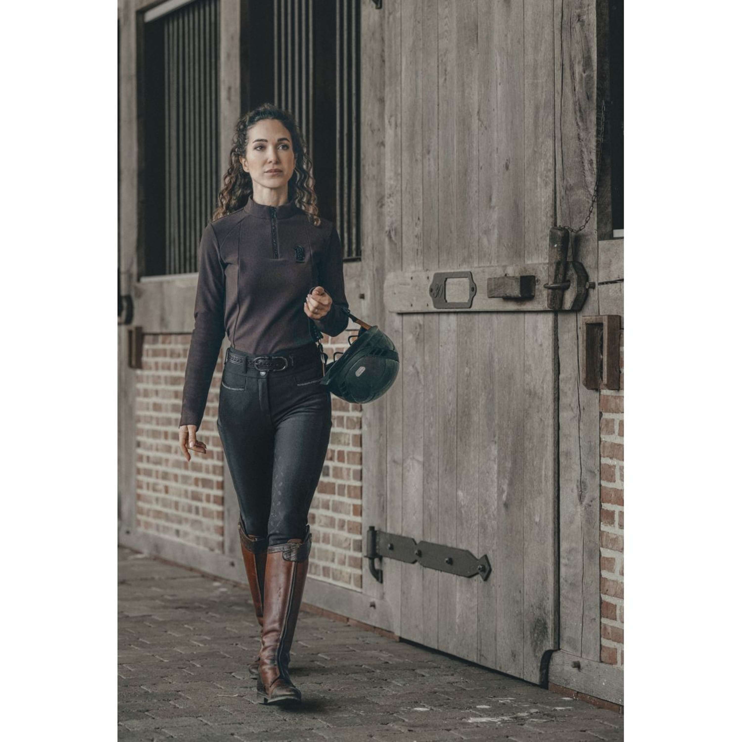 Pikeur Camiseta Zip Rip Selection AW26 Mangas Largas Marron chocolate