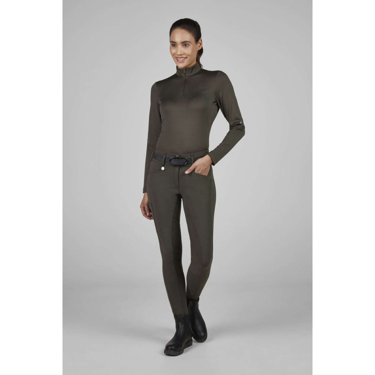 Pikeur Pantalón de Equitación New Candela Full Grip Flex Faux Leather Deep Khaki