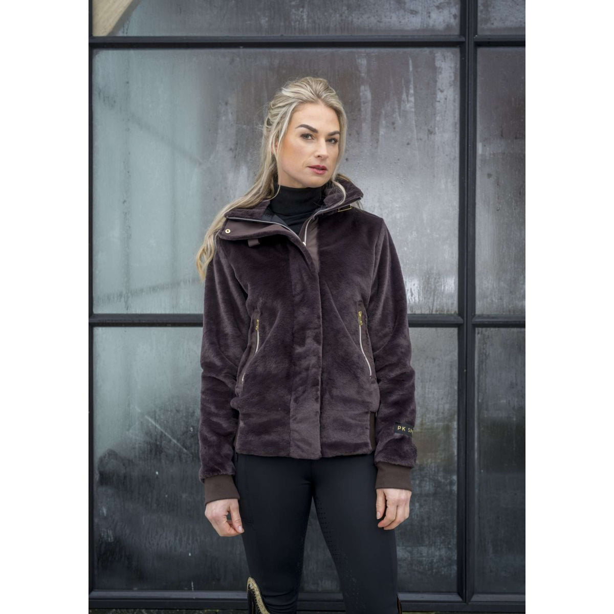 PK Sudadera con capucha y cremallera Tiamo Fluffy Cafe Marron