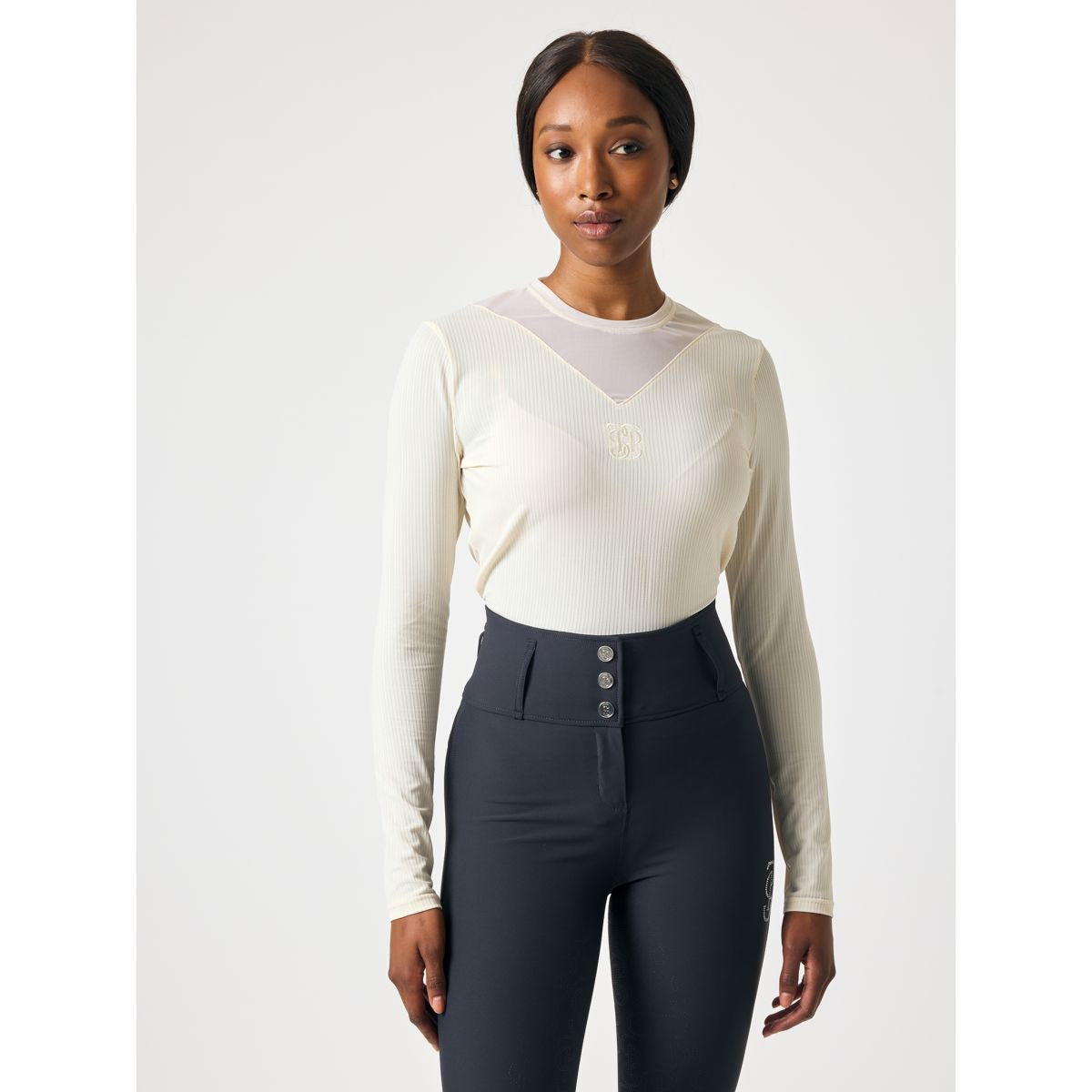 PS of Sweden Manga Larga Leandra Mesh Beige Vainilla