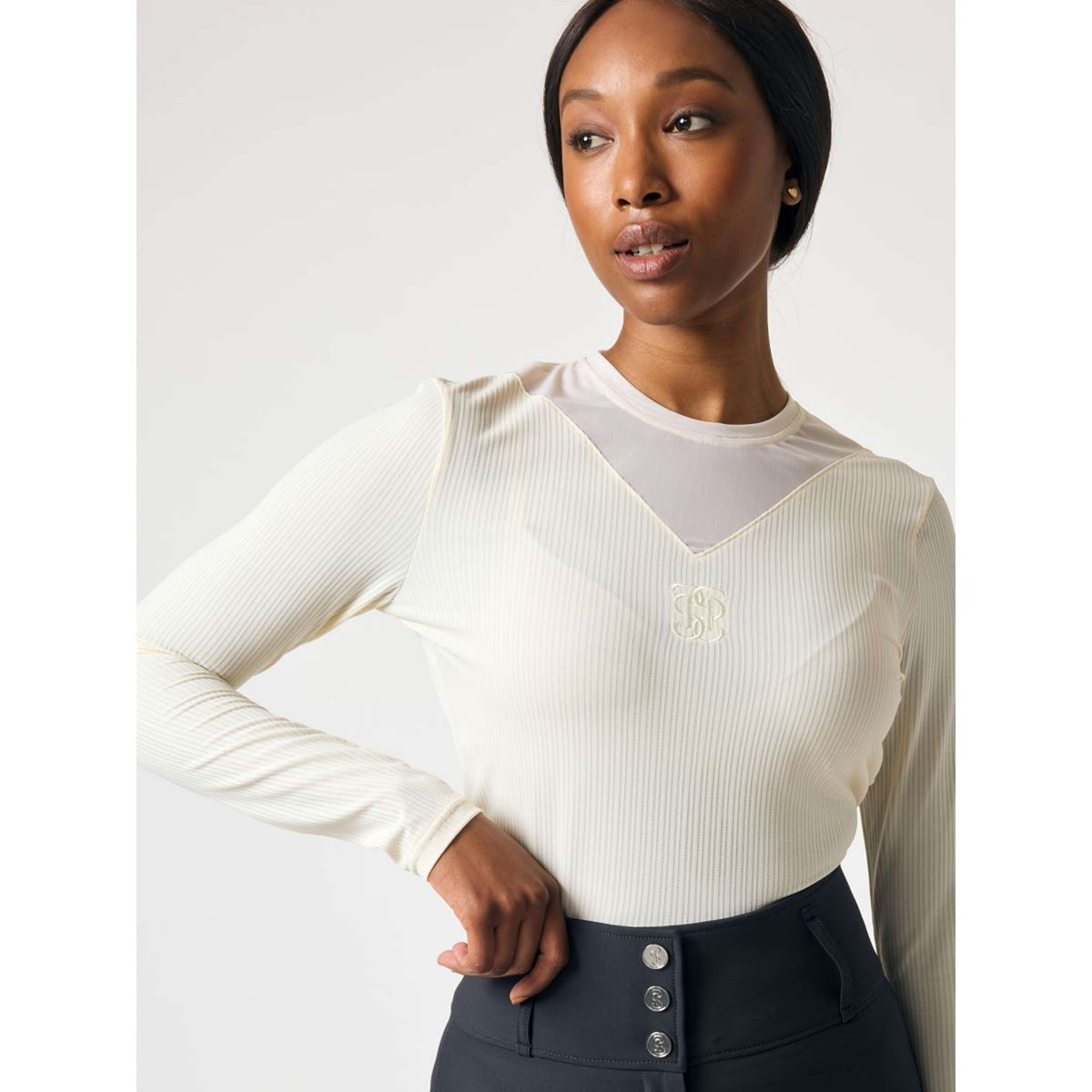 PS of Sweden Manga Larga Leandra Mesh Beige Vainilla