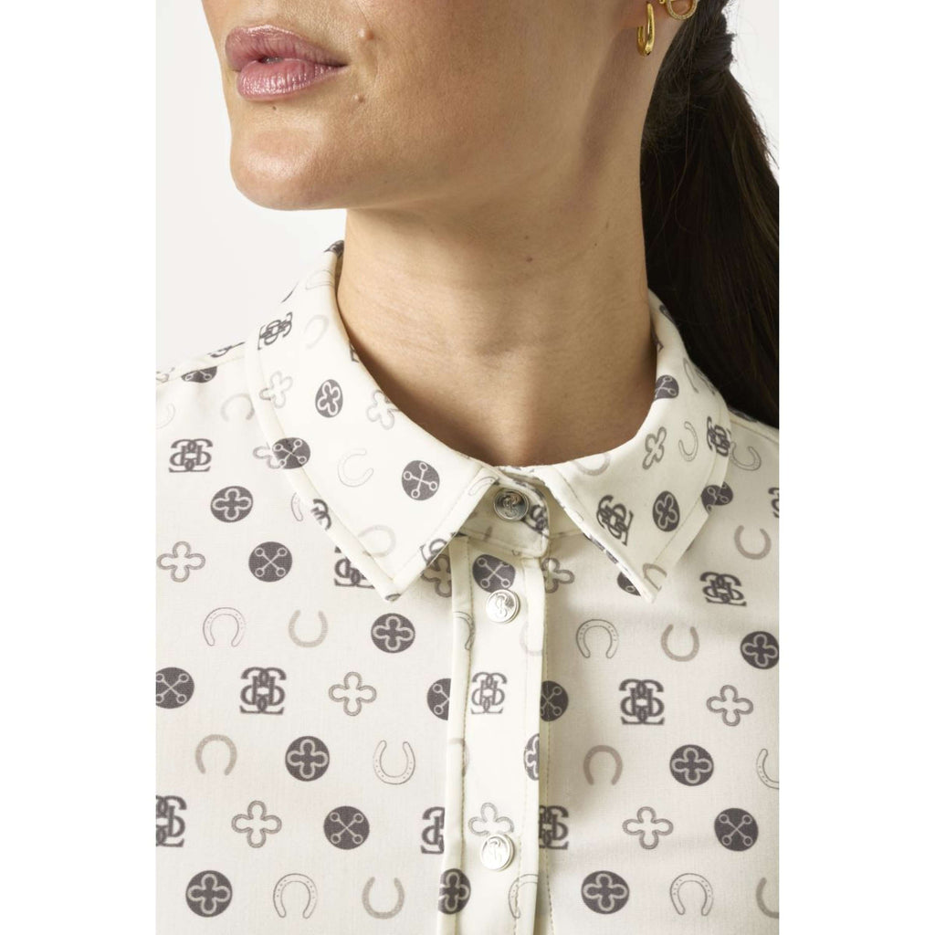 PS of Sweden Camiseta Valerie Printed Mangas Largas Off White Monogram
