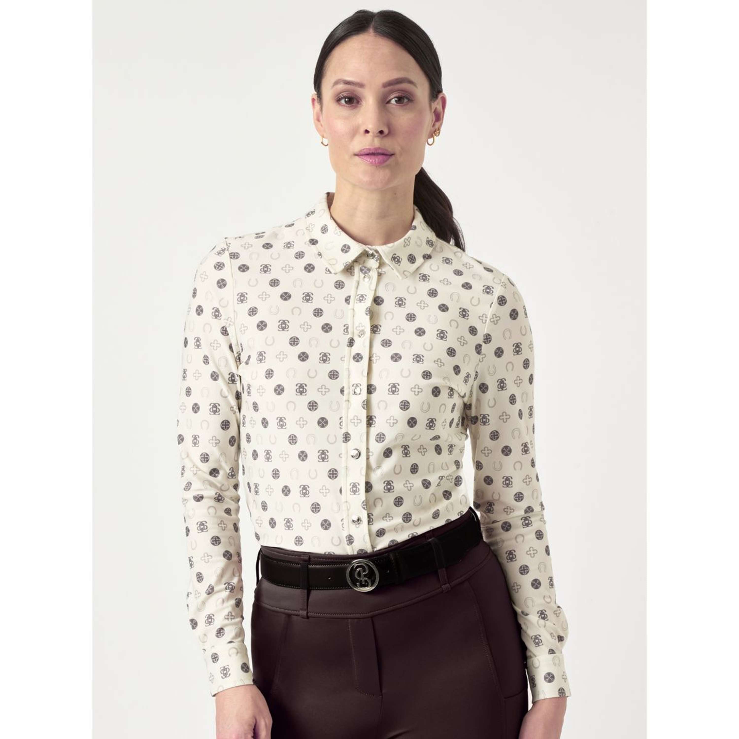 PS of Sweden Camiseta Valerie Printed Mangas Largas Off White Monogram